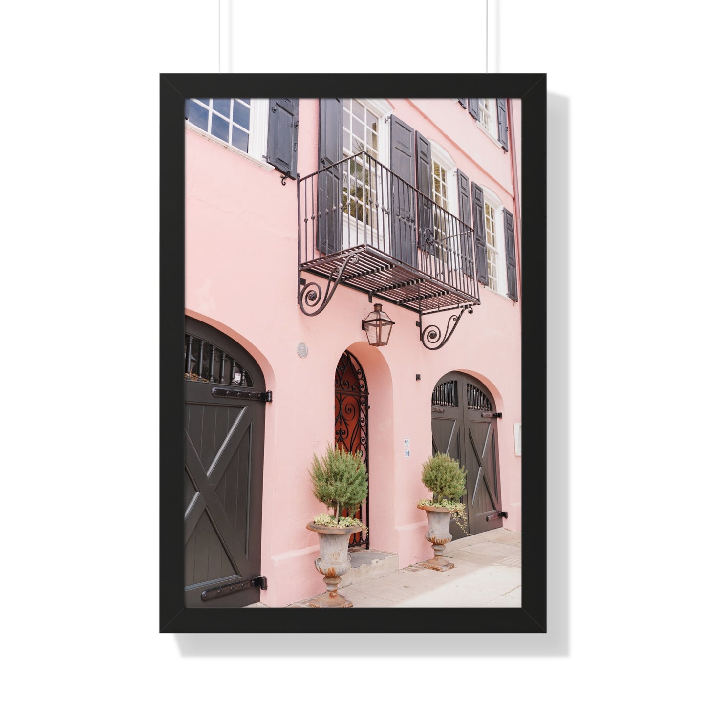 Charleston's Rainbow Row in Pink - Framed Print