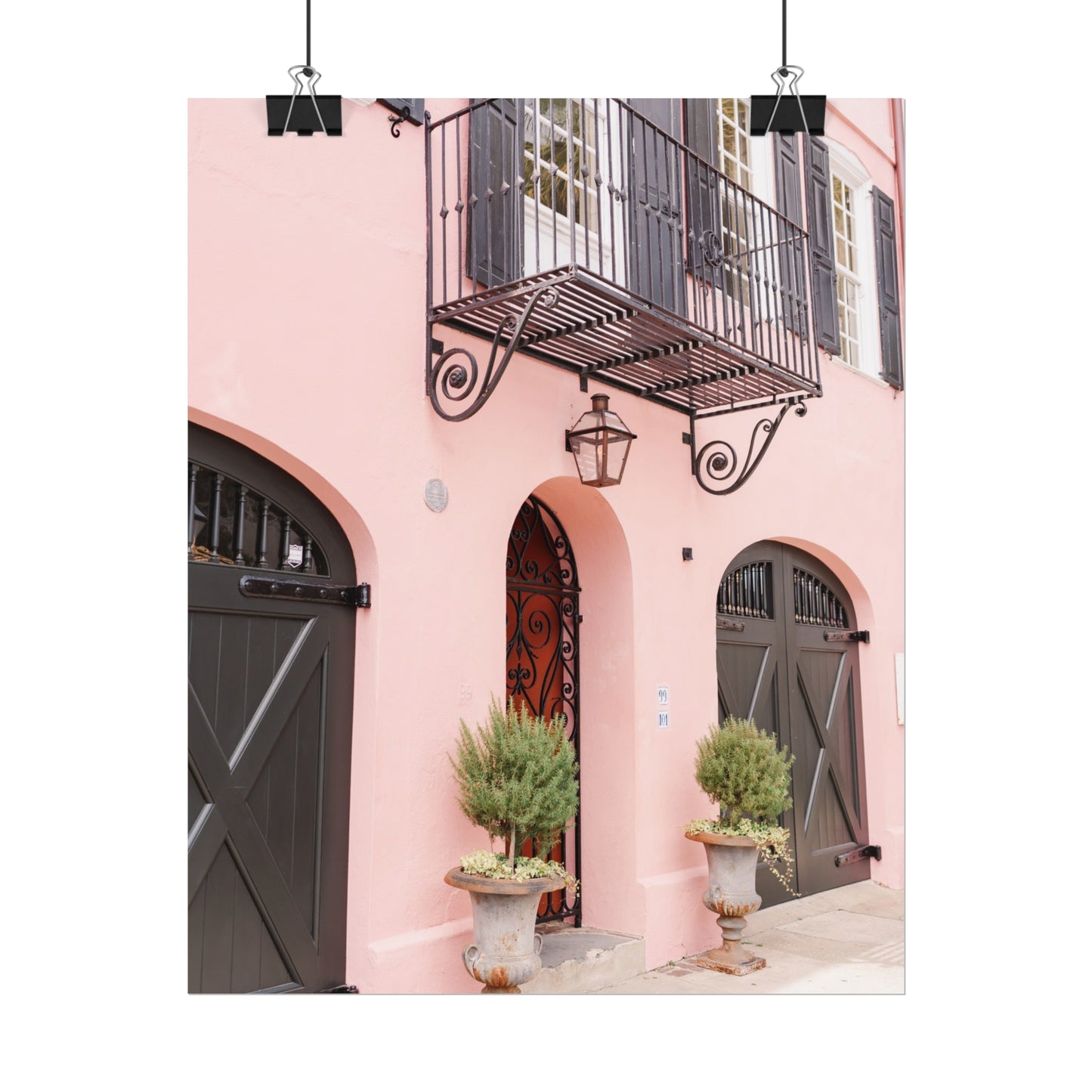 Charleston South Carolina Rainbow Row in Pink - Unframed Print