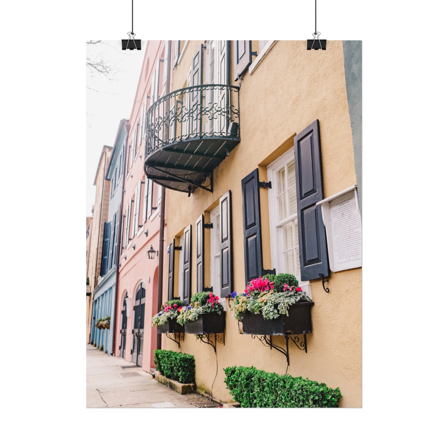 Charleston South Carolina Rainbow Row in Yellow - Unframed Print