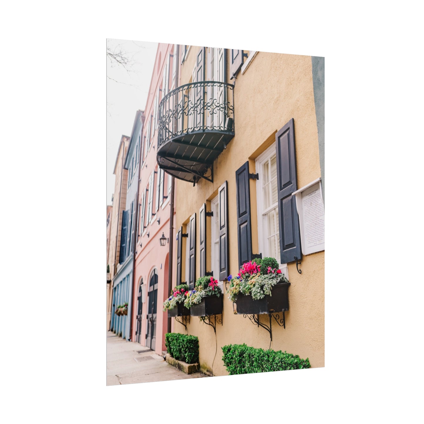 Charleston South Carolina Rainbow Row in Yellow - Unframed Print