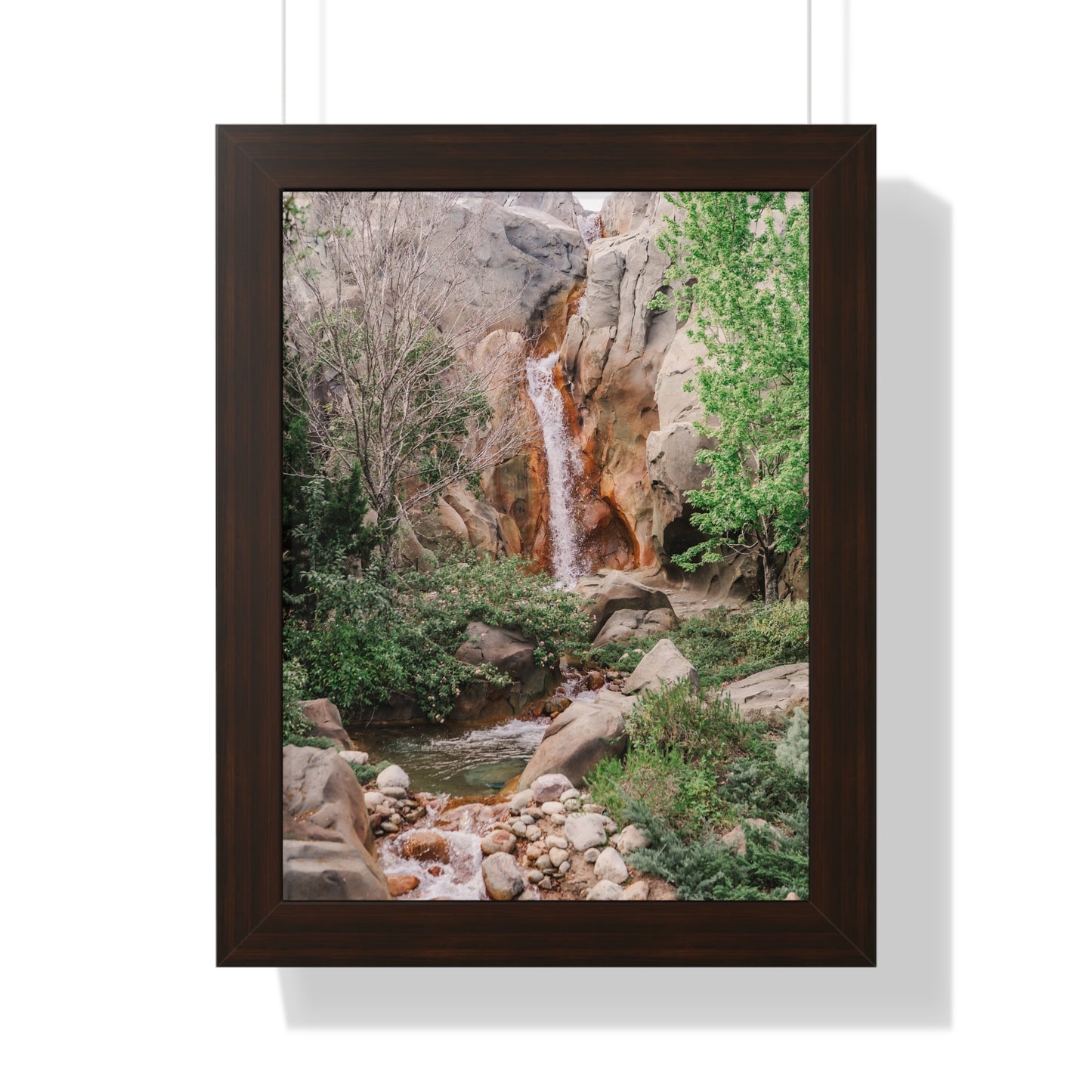 French Waterfall near Castle - Framed Print