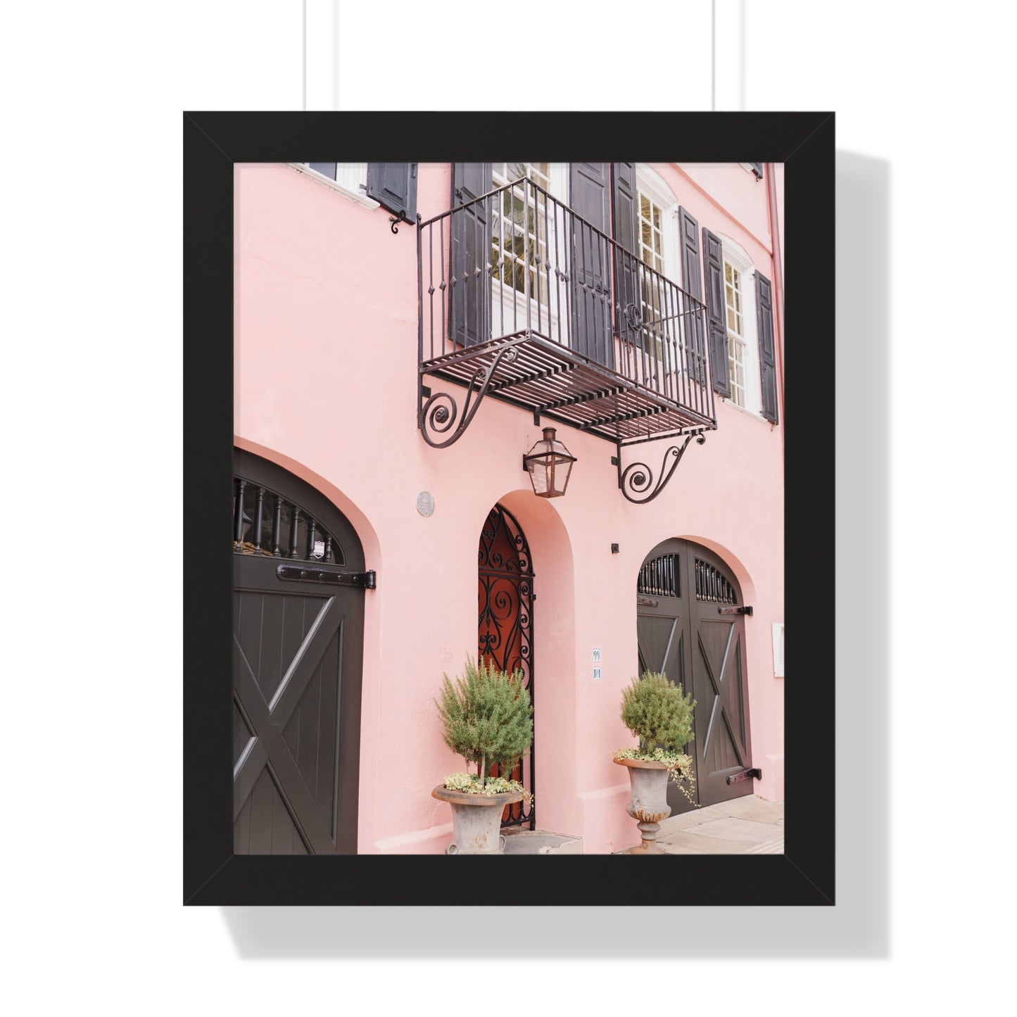 Charleston's Rainbow Row in Pink - Framed Print