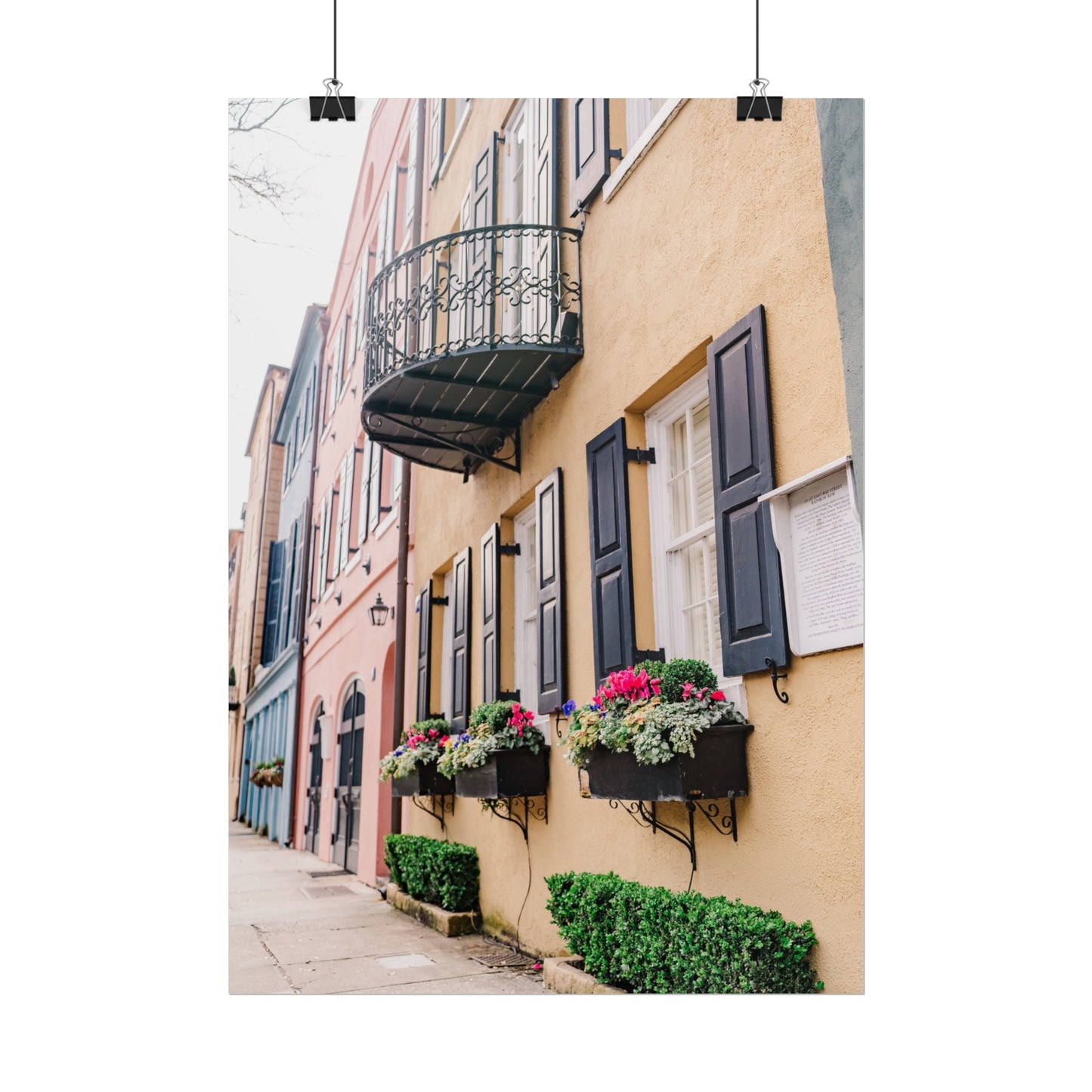 Charleston South Carolina Rainbow Row in Yellow - Unframed Print