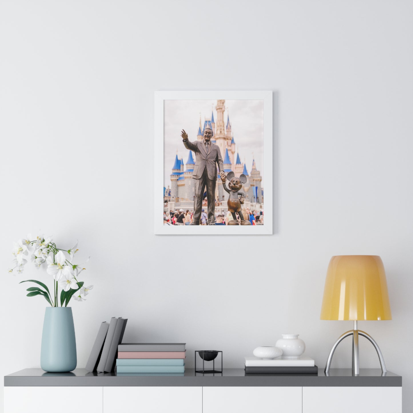 Realistic Man & Mouse - Framed Print