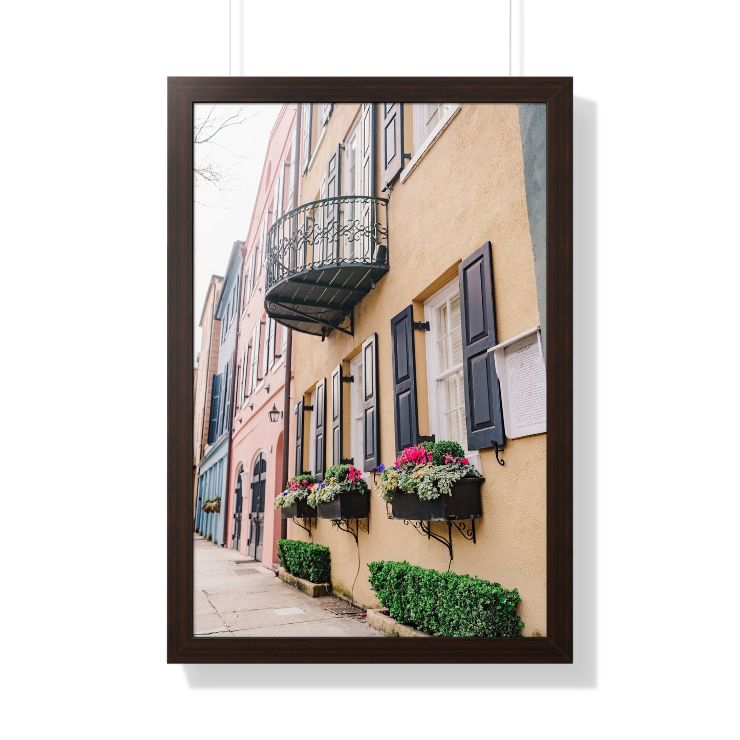 Charleston's Rainbow Row in Yellow - Framed Print