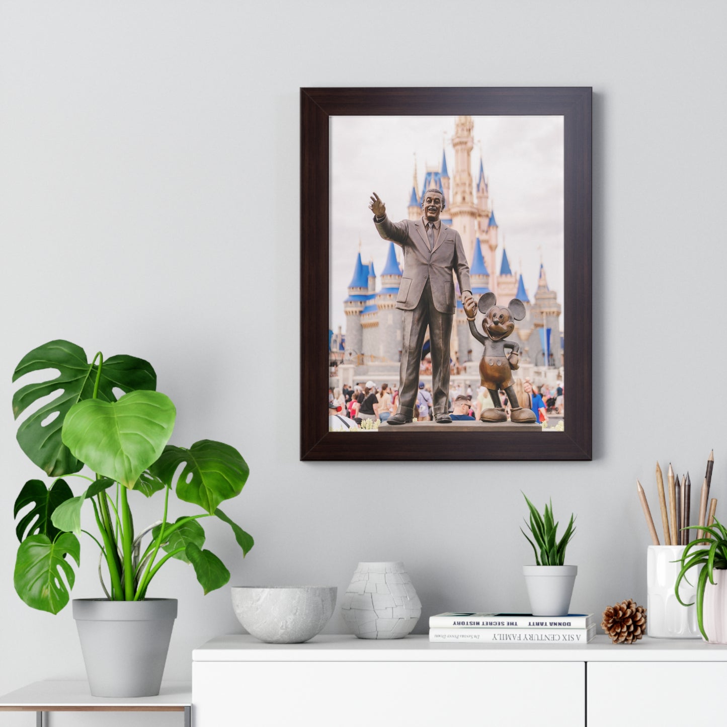 Realistic Man & Mouse - Framed Print