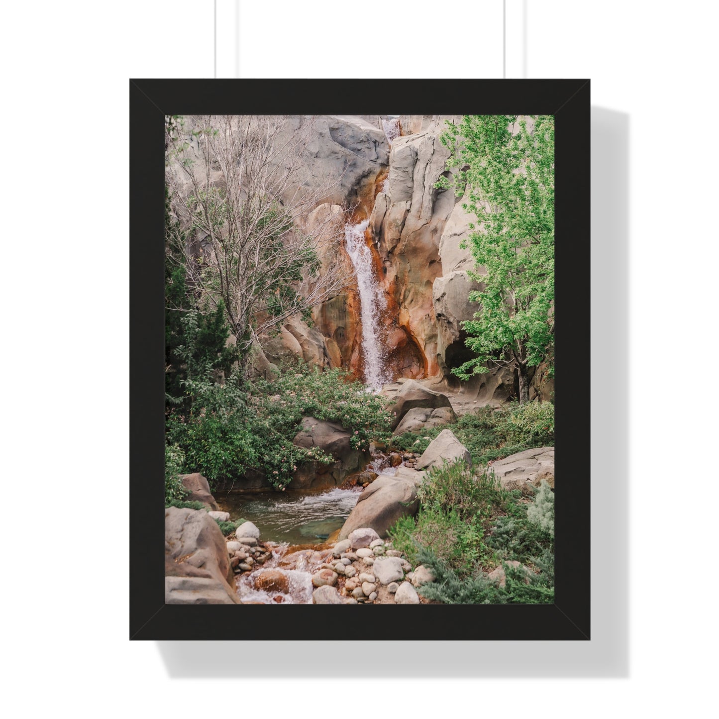 French Waterfall near Castle - Framed Print