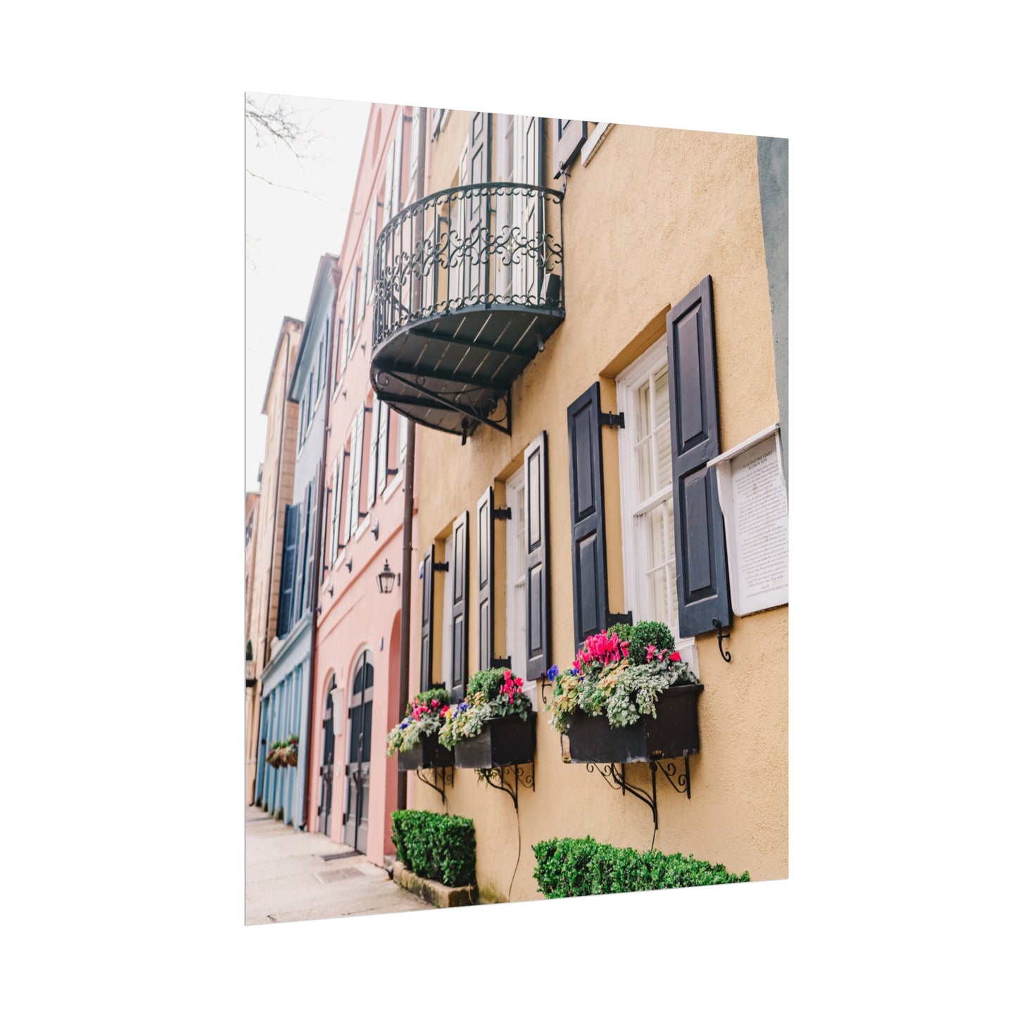 Charleston South Carolina Rainbow Row in Yellow - Unframed Print