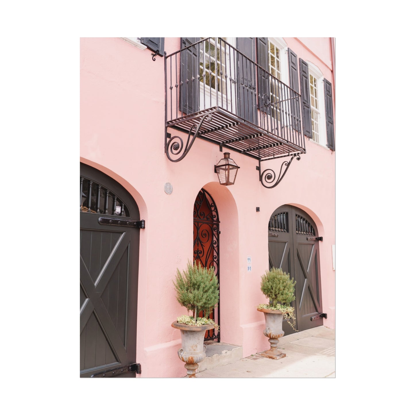 Charleston South Carolina Rainbow Row in Pink - Unframed Print