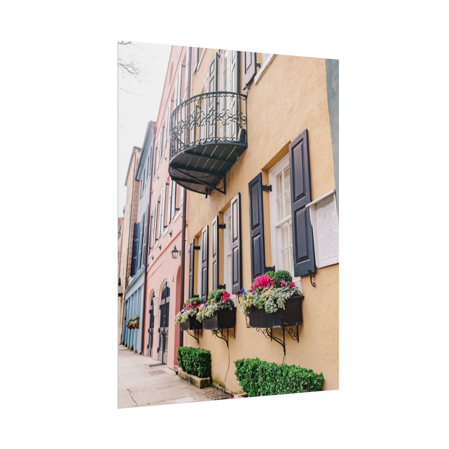 Charleston South Carolina Rainbow Row in Yellow - Unframed Print