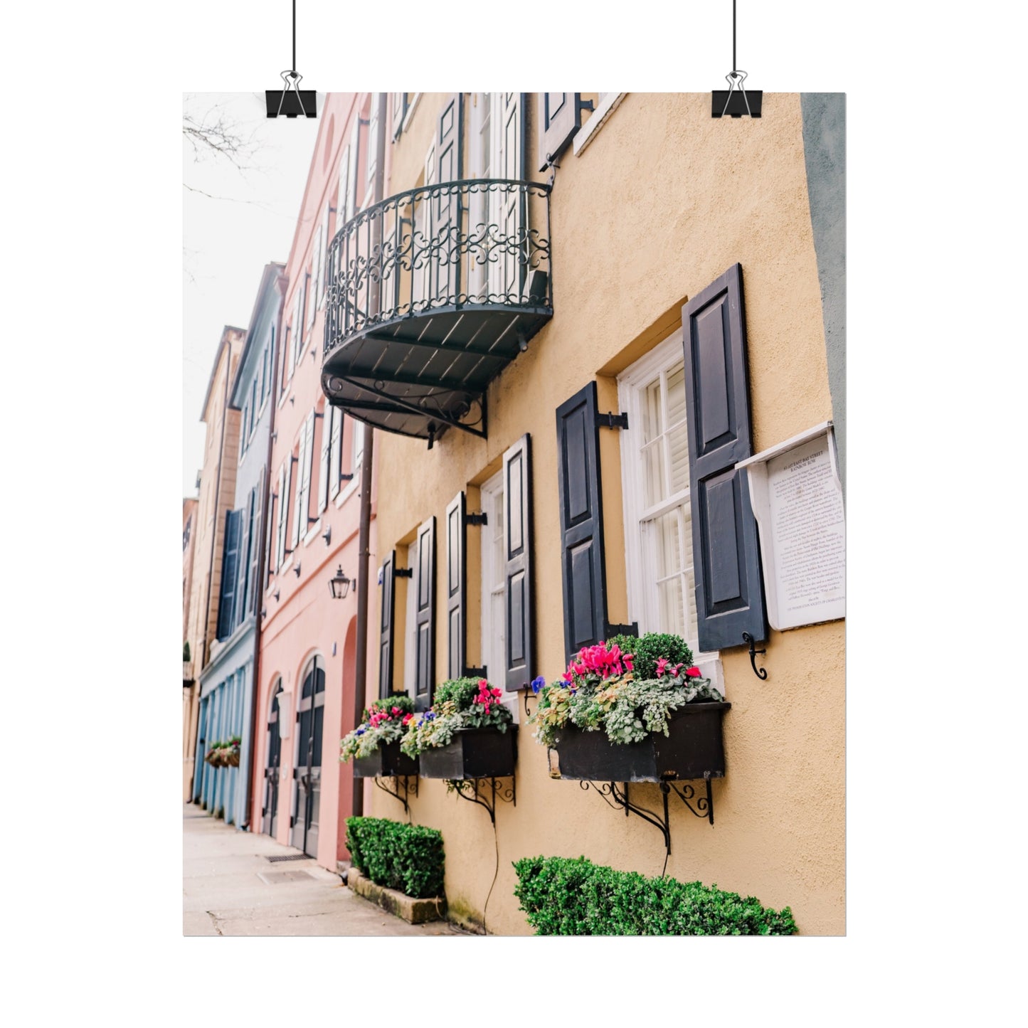 Charleston South Carolina Rainbow Row in Yellow - Unframed Print