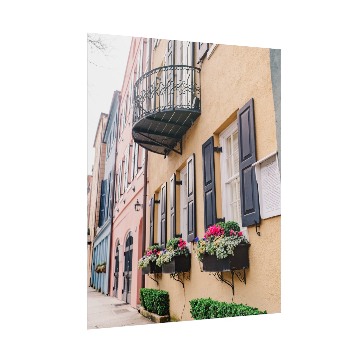 Charleston South Carolina Rainbow Row in Yellow - Unframed Print