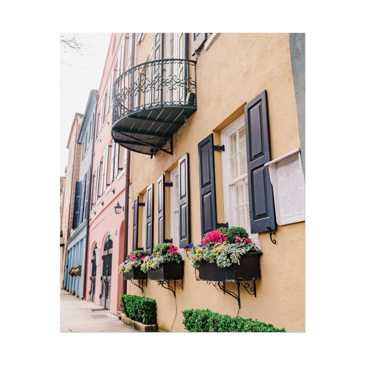 Charleston South Carolina Rainbow Row in Yellow - Unframed Print