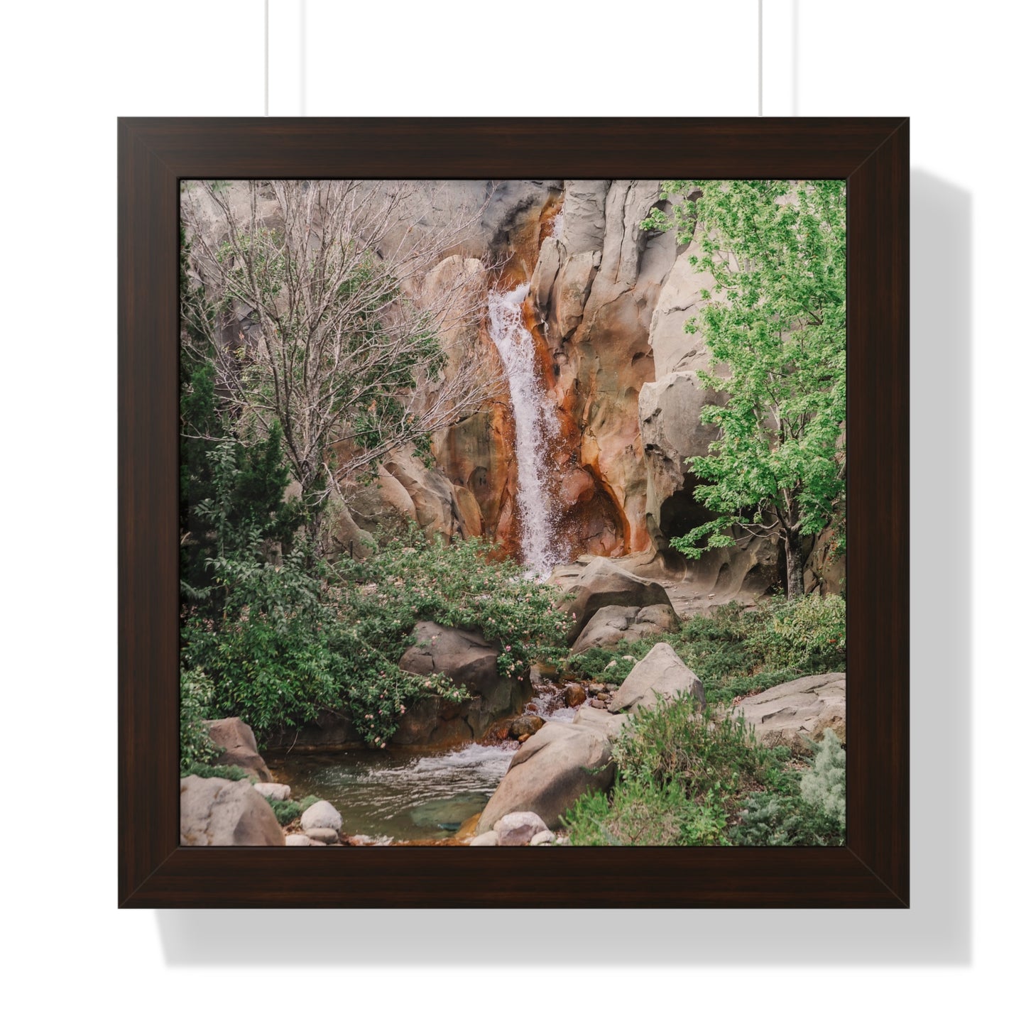 French Waterfall near Castle - Framed Print