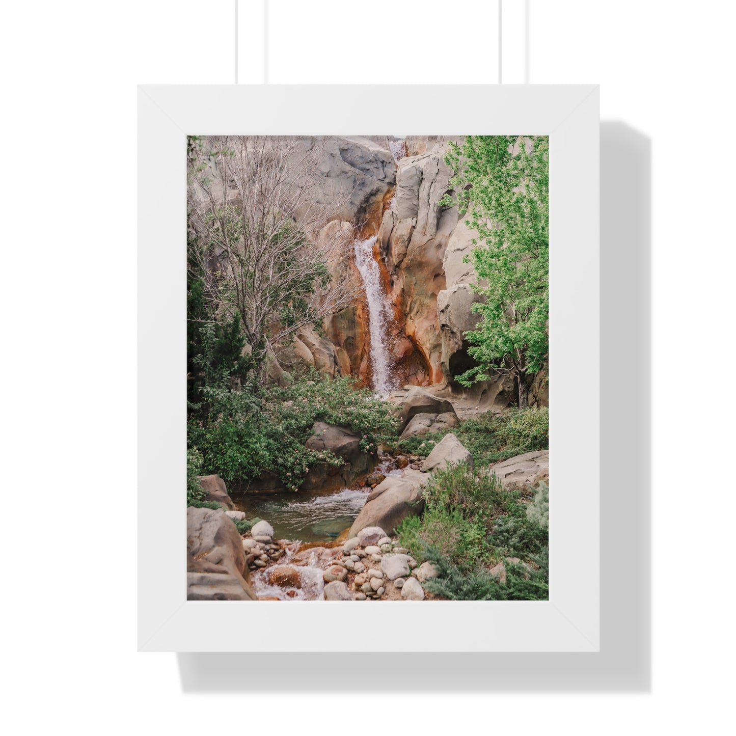 French Waterfall near Castle - Framed Print