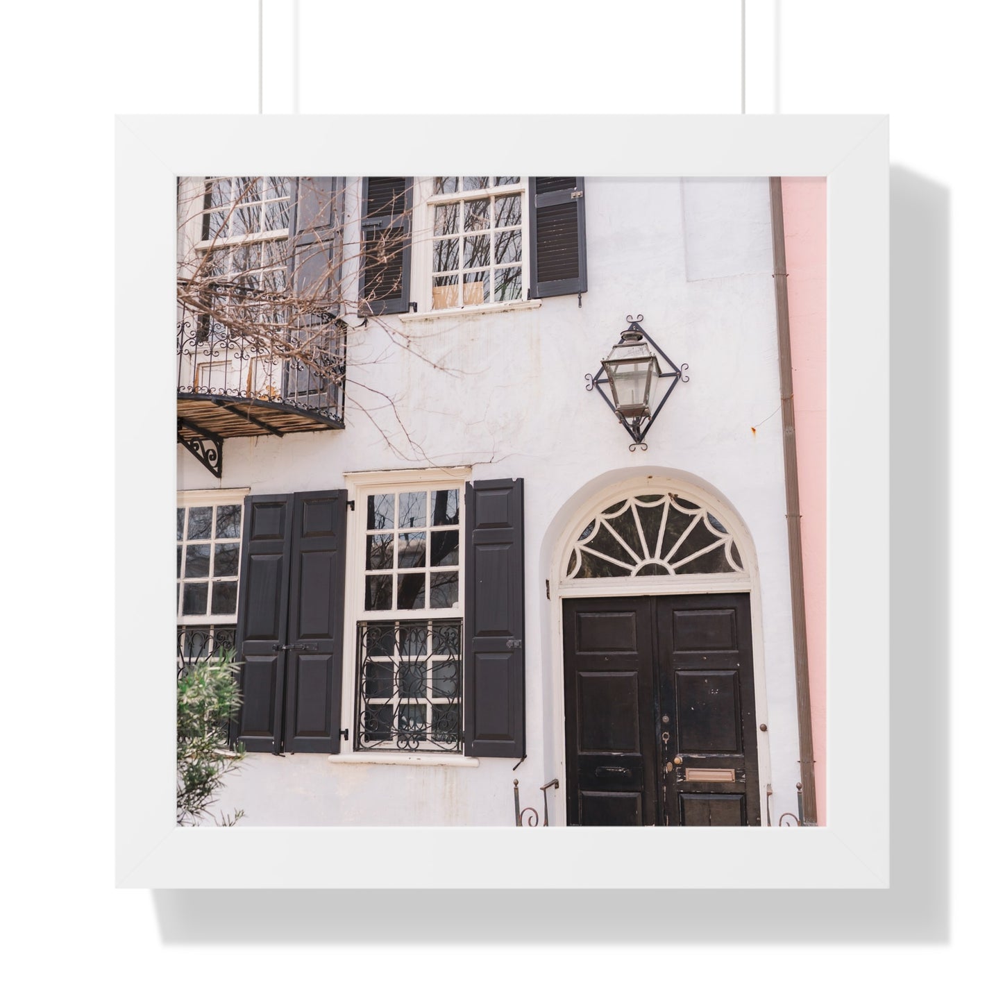 Charleston's Rainbow Row in Blue - Framed Print