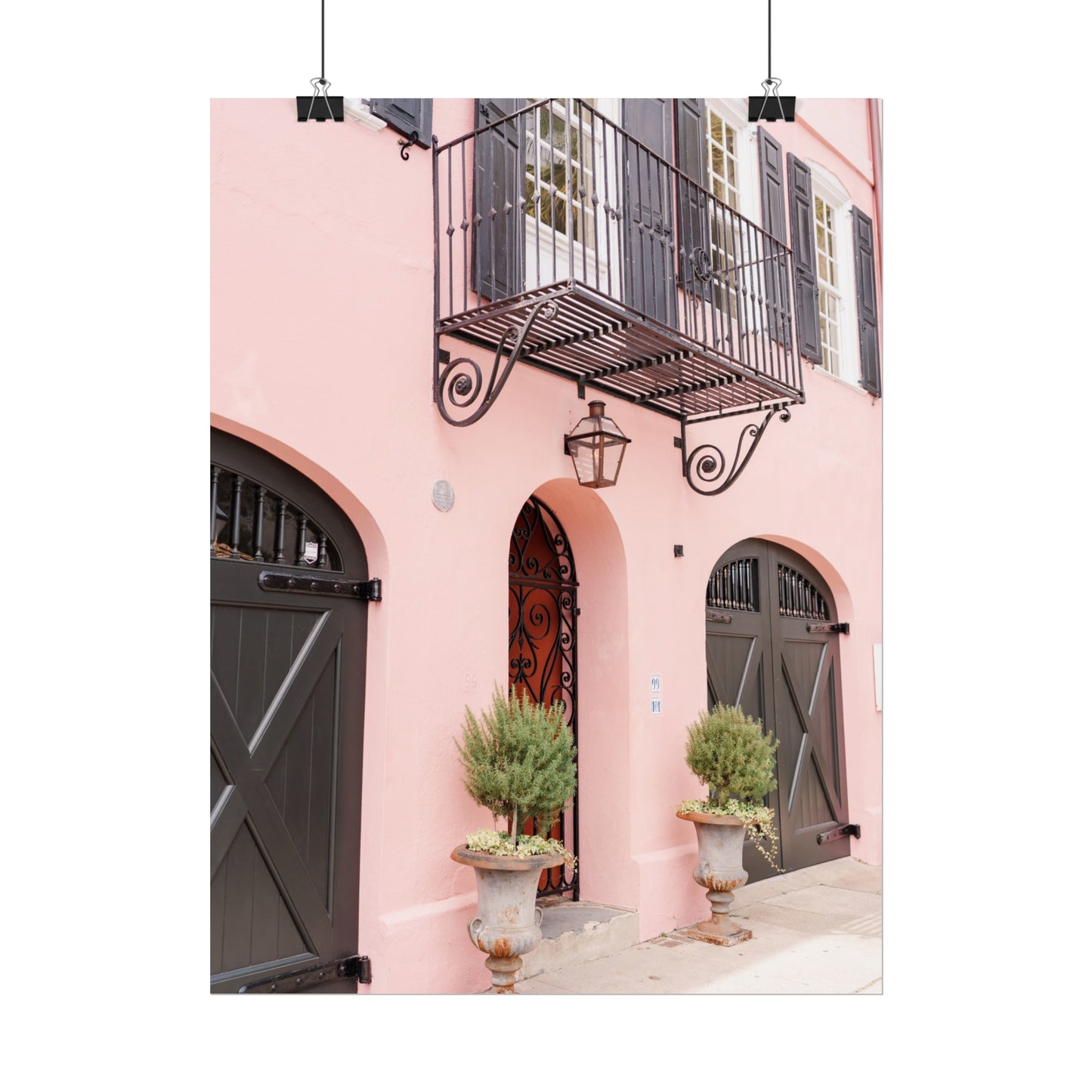 Charleston South Carolina Rainbow Row in Pink - Unframed Print