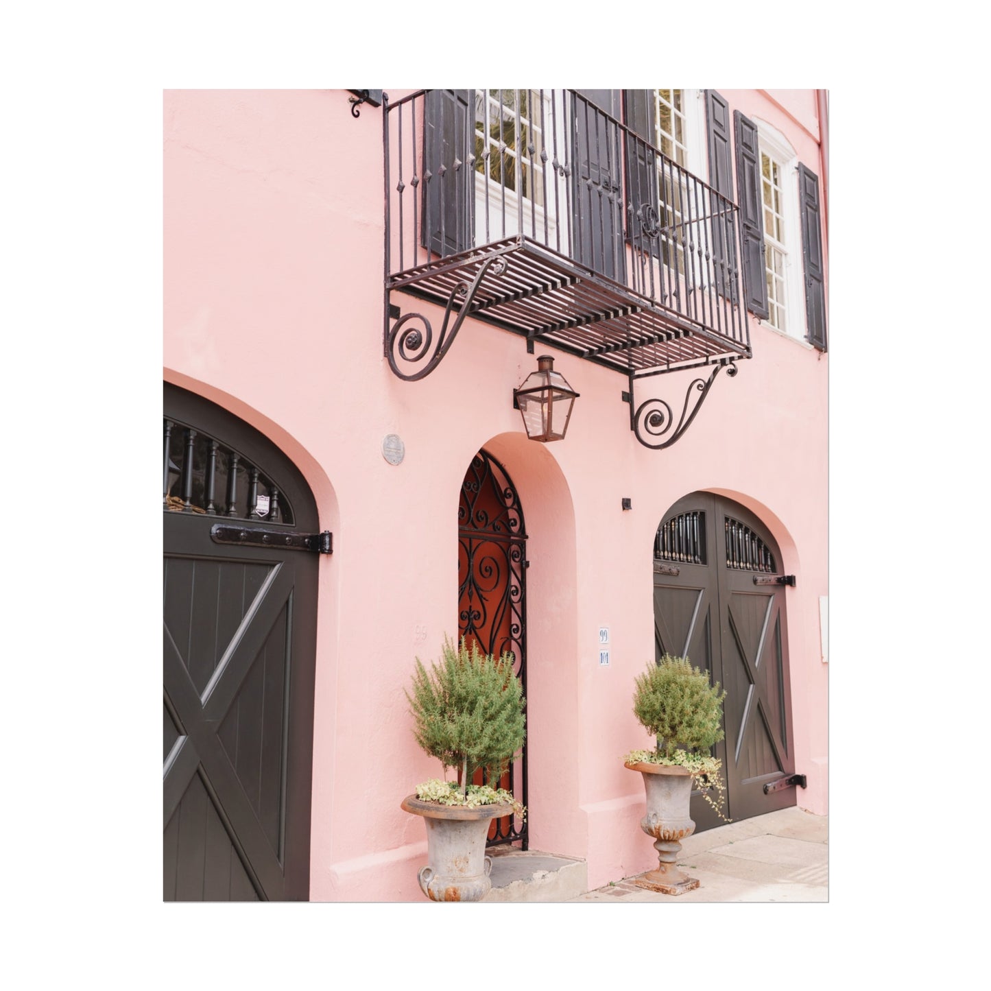 Charleston South Carolina Rainbow Row in Pink - Unframed Print