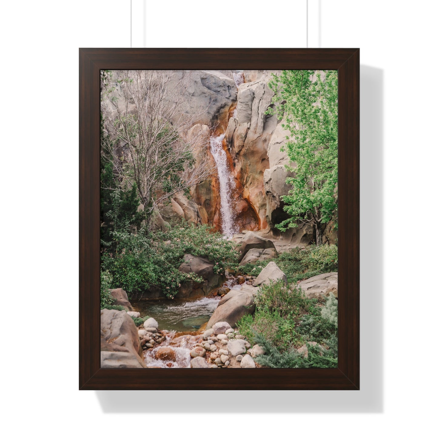 French Waterfall near Castle - Framed Print