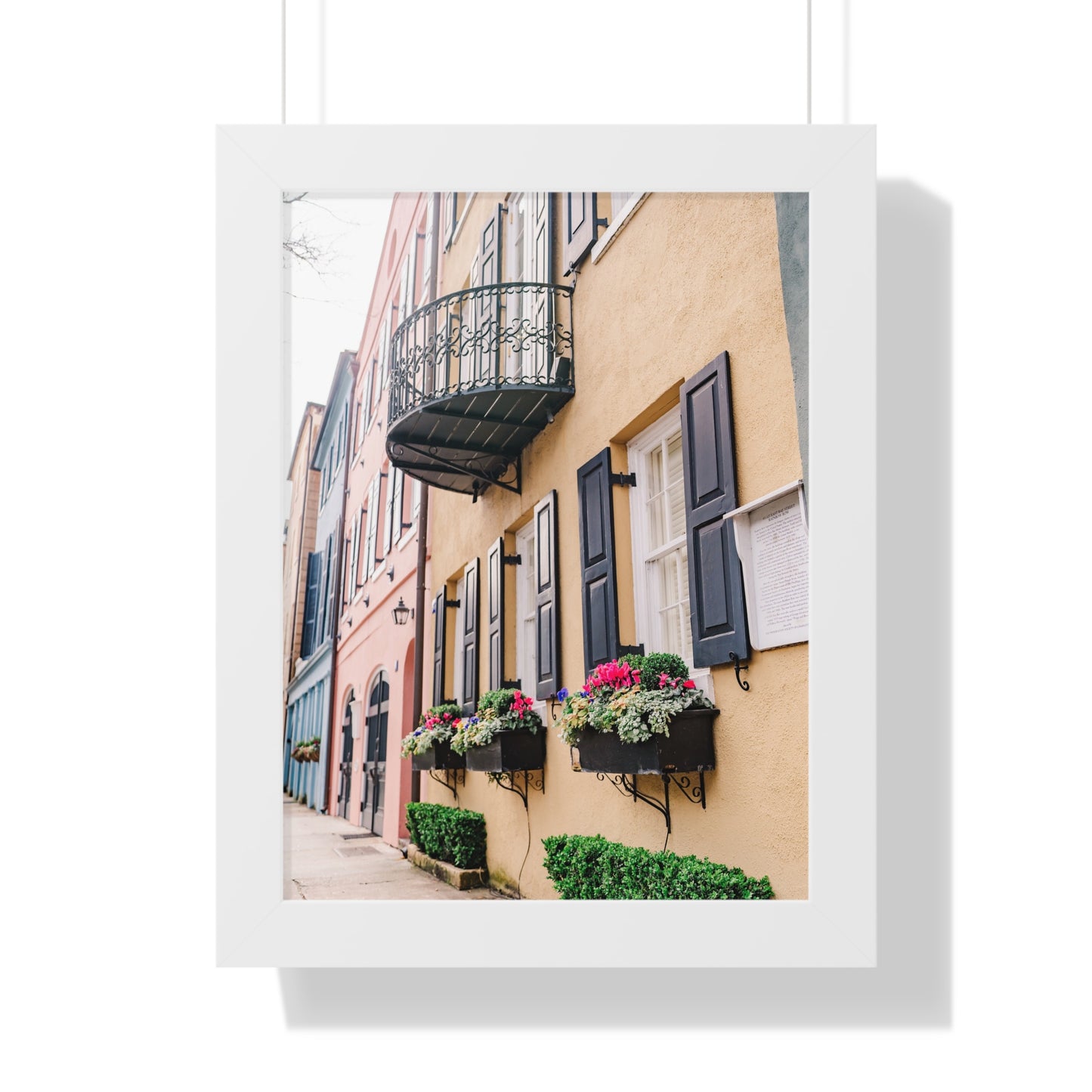 Charleston's Rainbow Row in Yellow - Framed Print