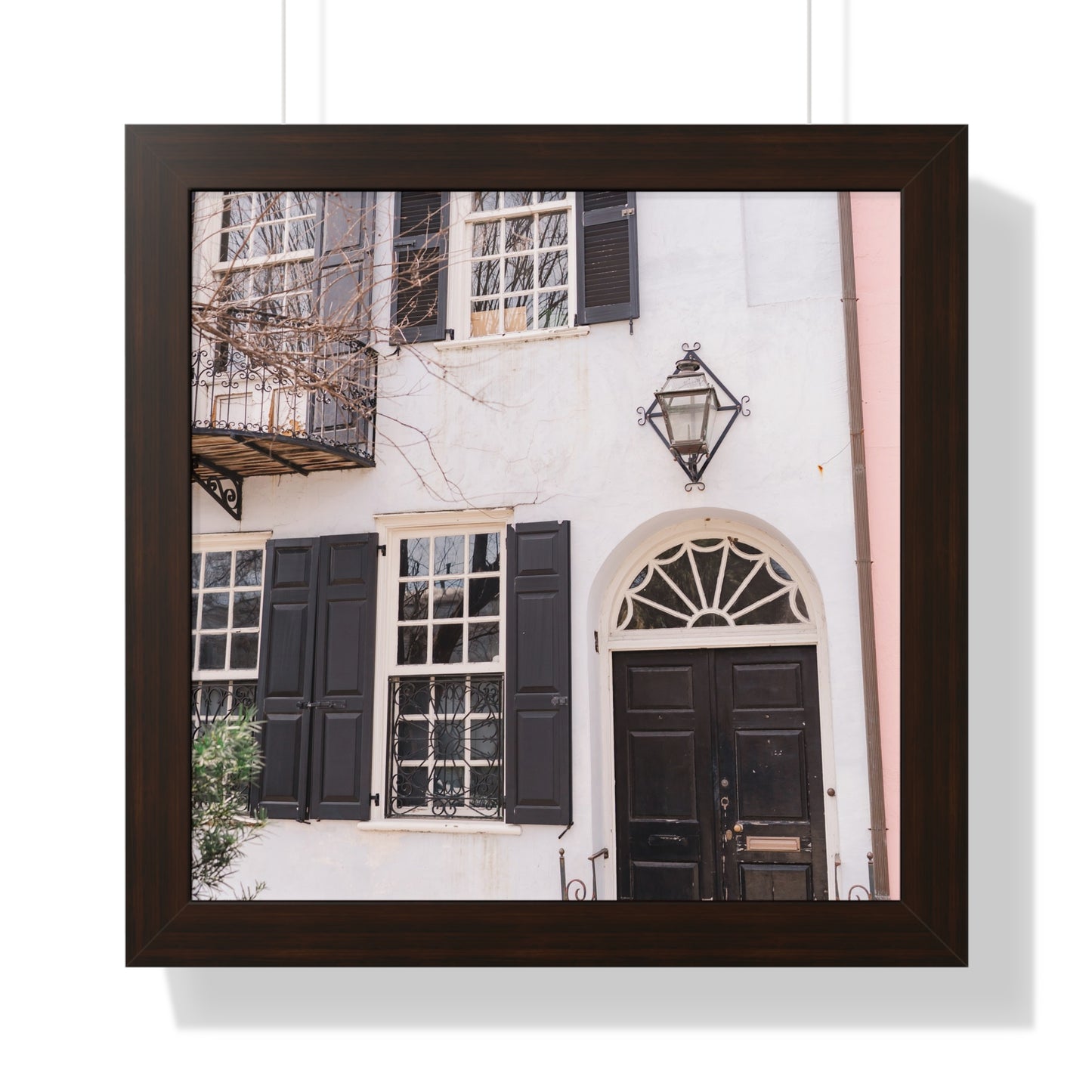 Charleston's Rainbow Row in Blue - Framed Print