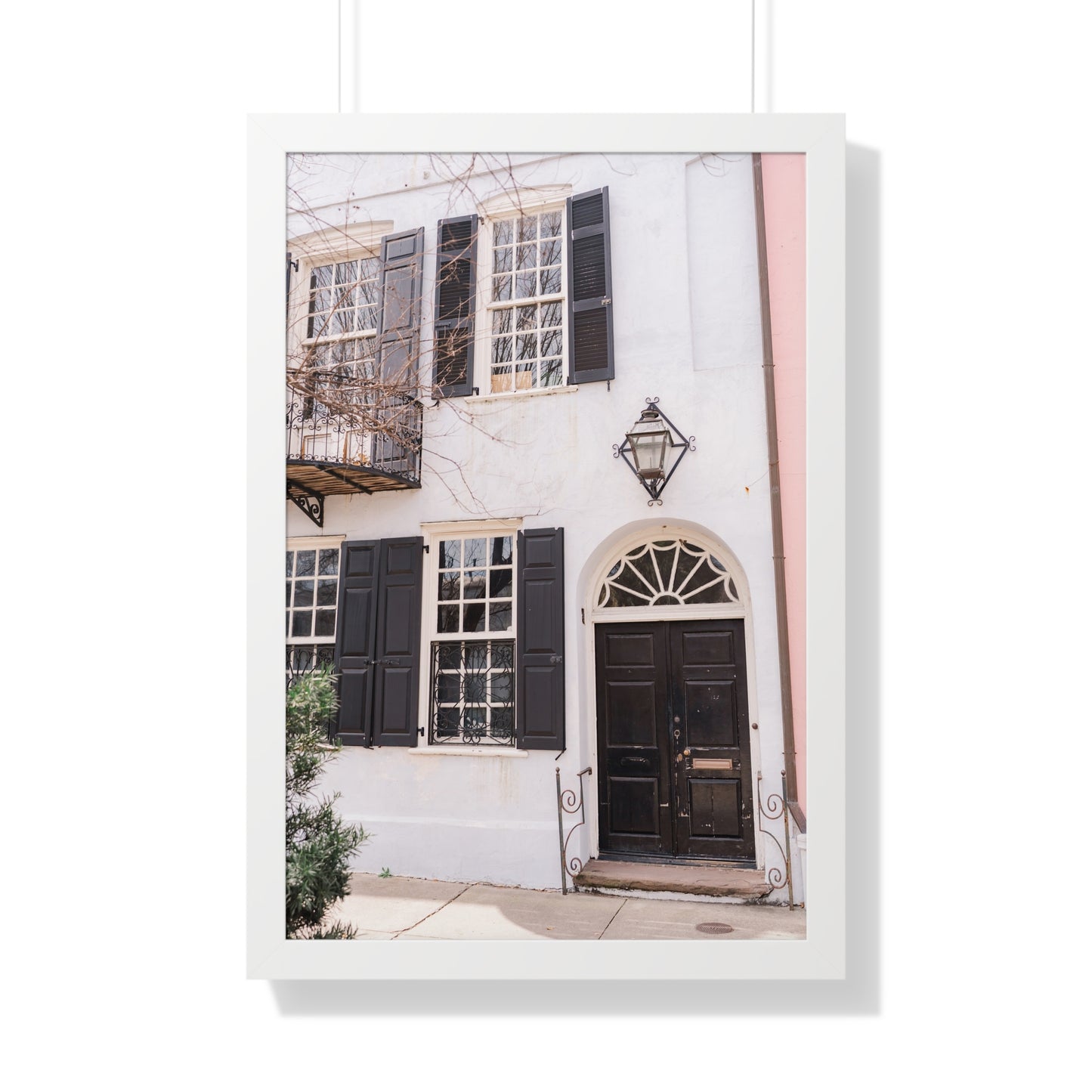 Charleston's Rainbow Row in Blue - Framed Print