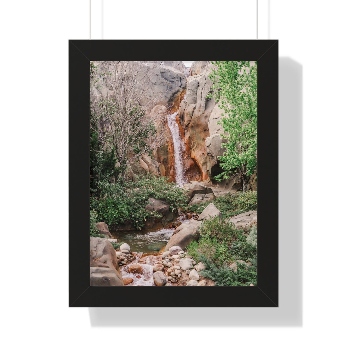 French Waterfall near Castle - Framed Print