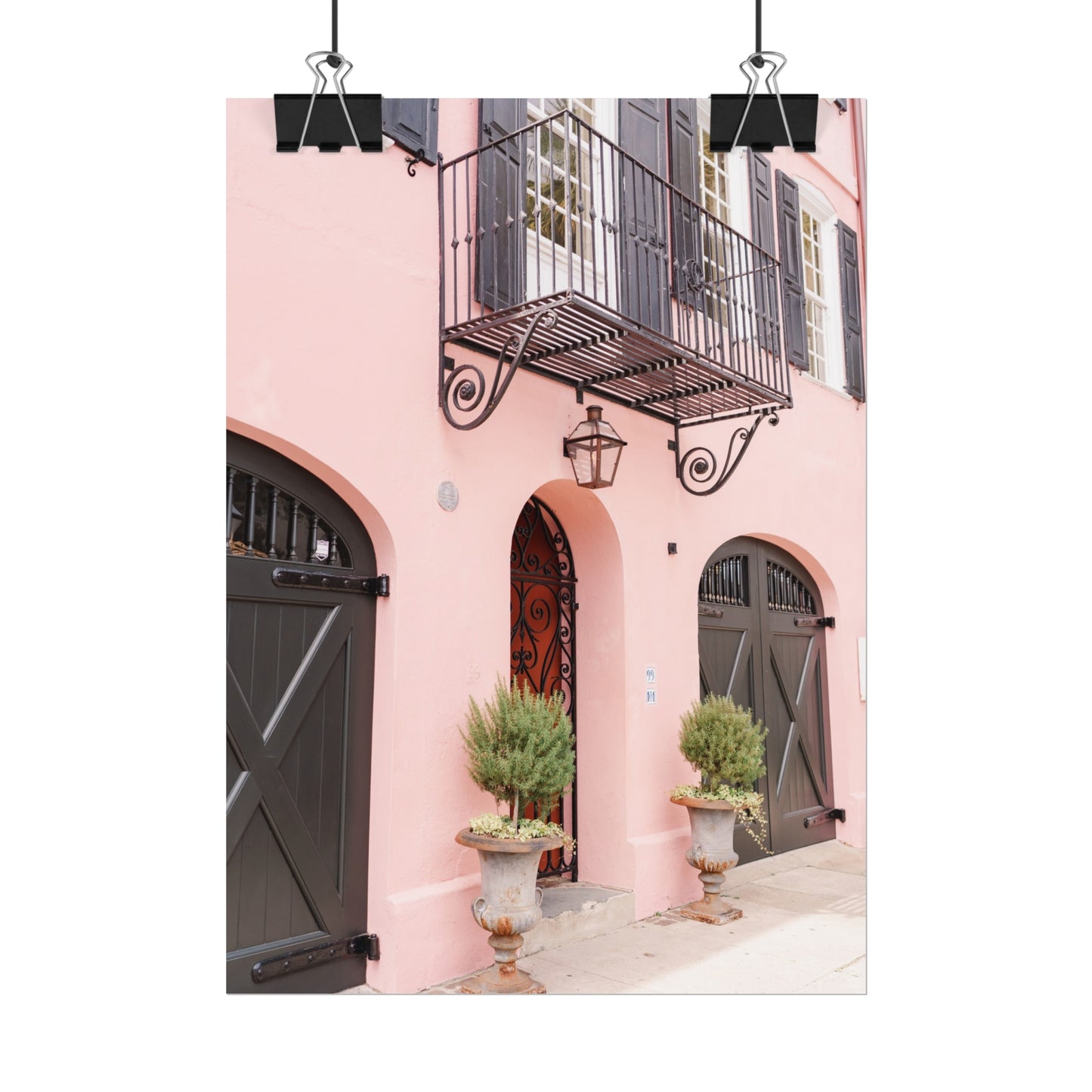 Charleston South Carolina Rainbow Row in Pink - Unframed Print