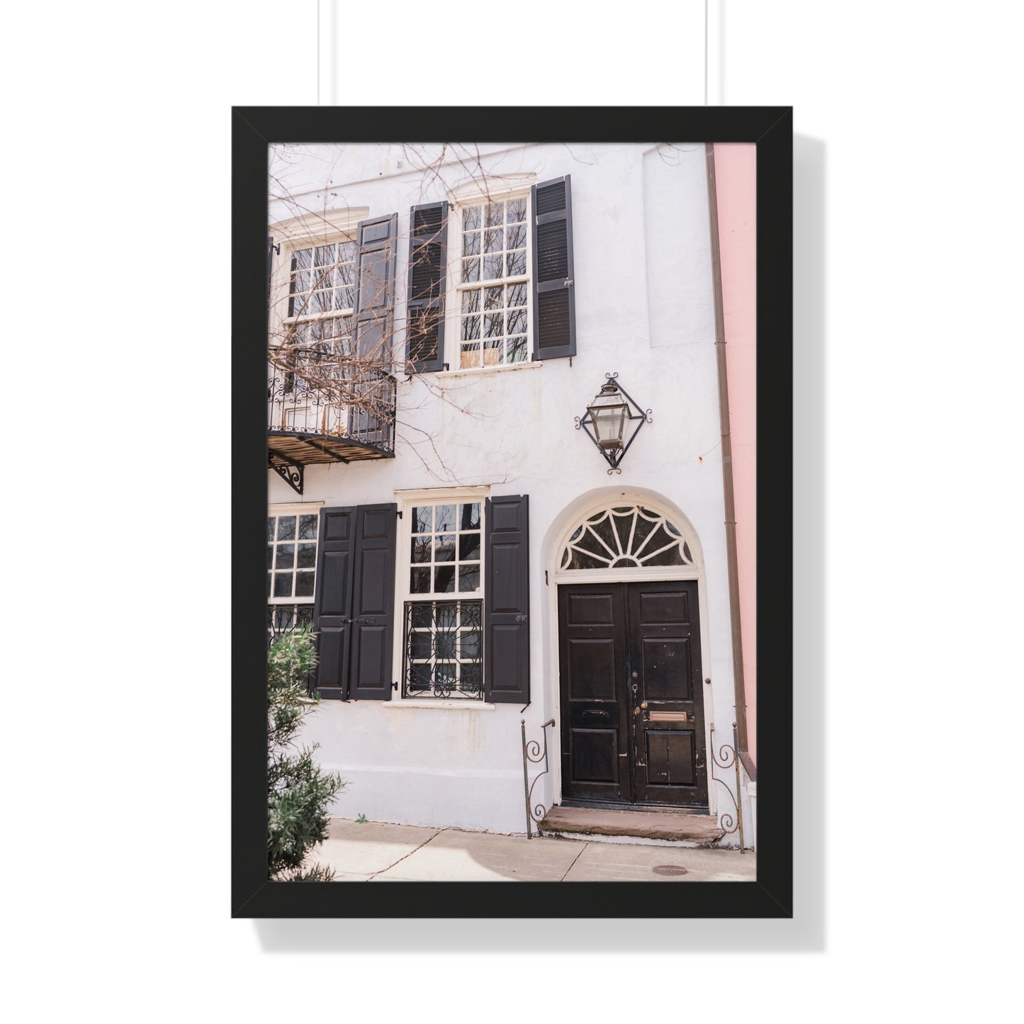 Charleston's Rainbow Row in Blue - Framed Print