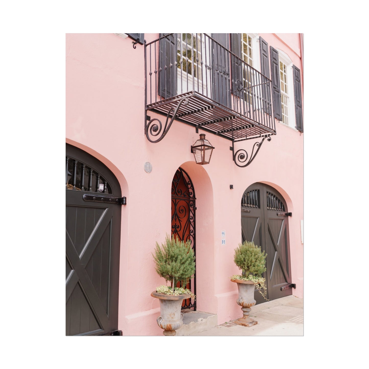 Charleston South Carolina Rainbow Row in Pink - Unframed Print