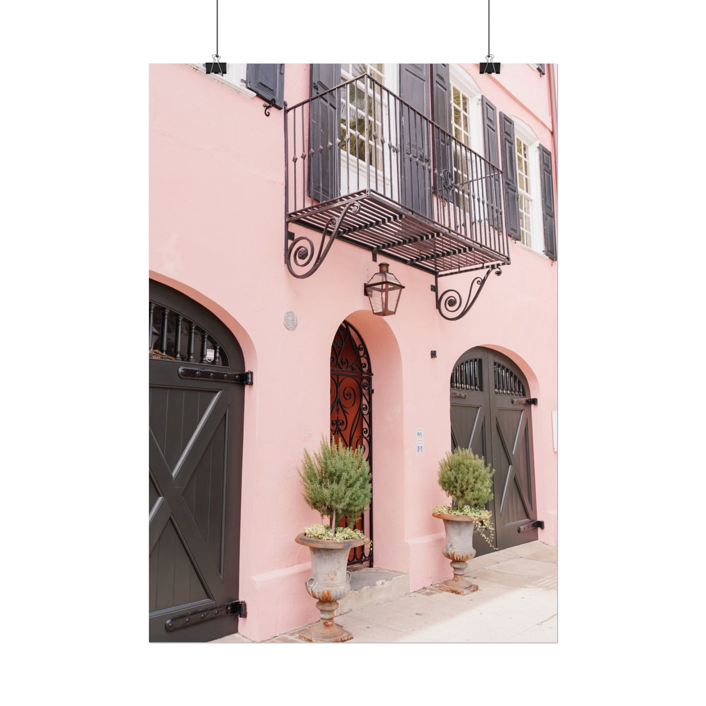 Charleston South Carolina Rainbow Row in Pink - Unframed Print