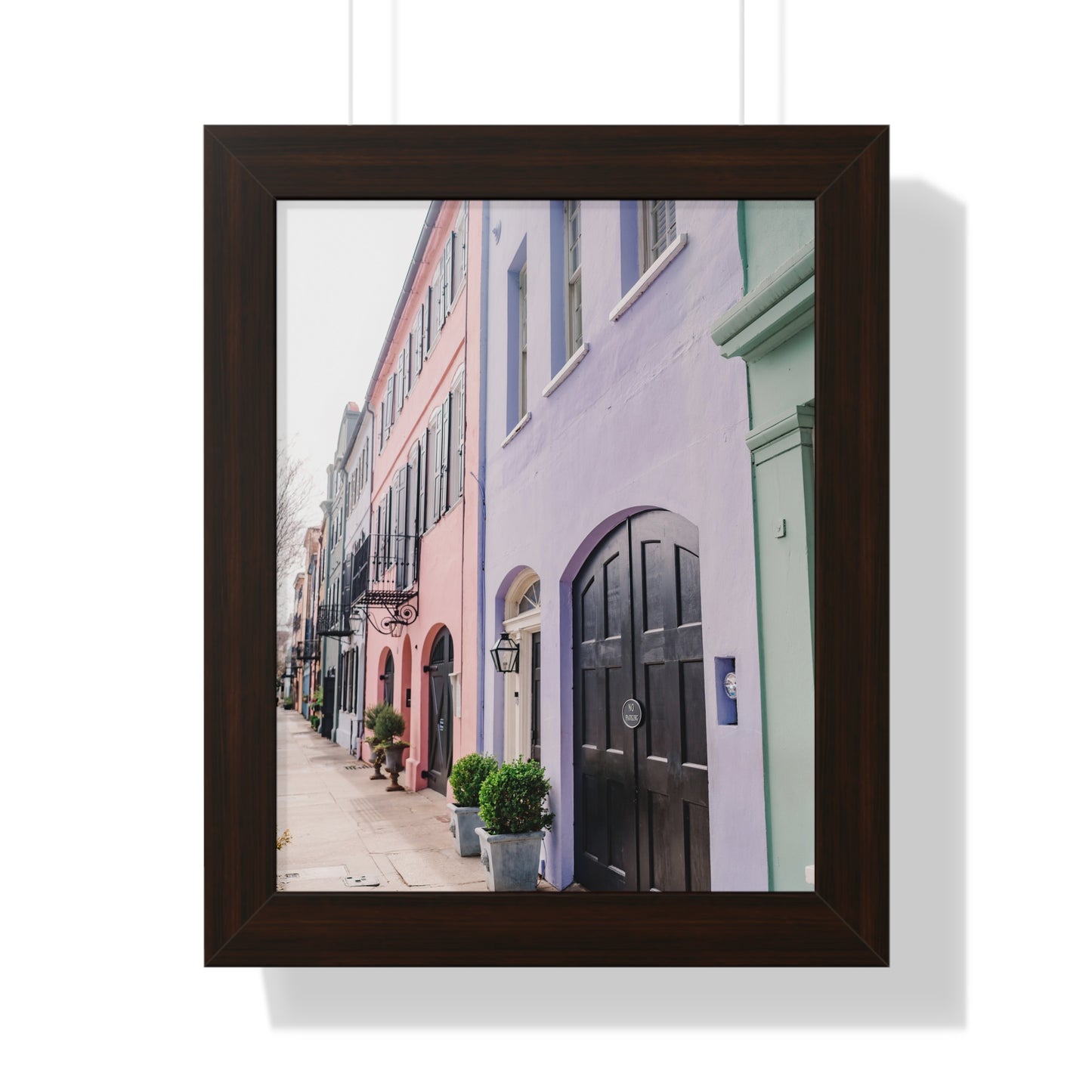 Charleston's Rainbow Row in Purple - Framed Print