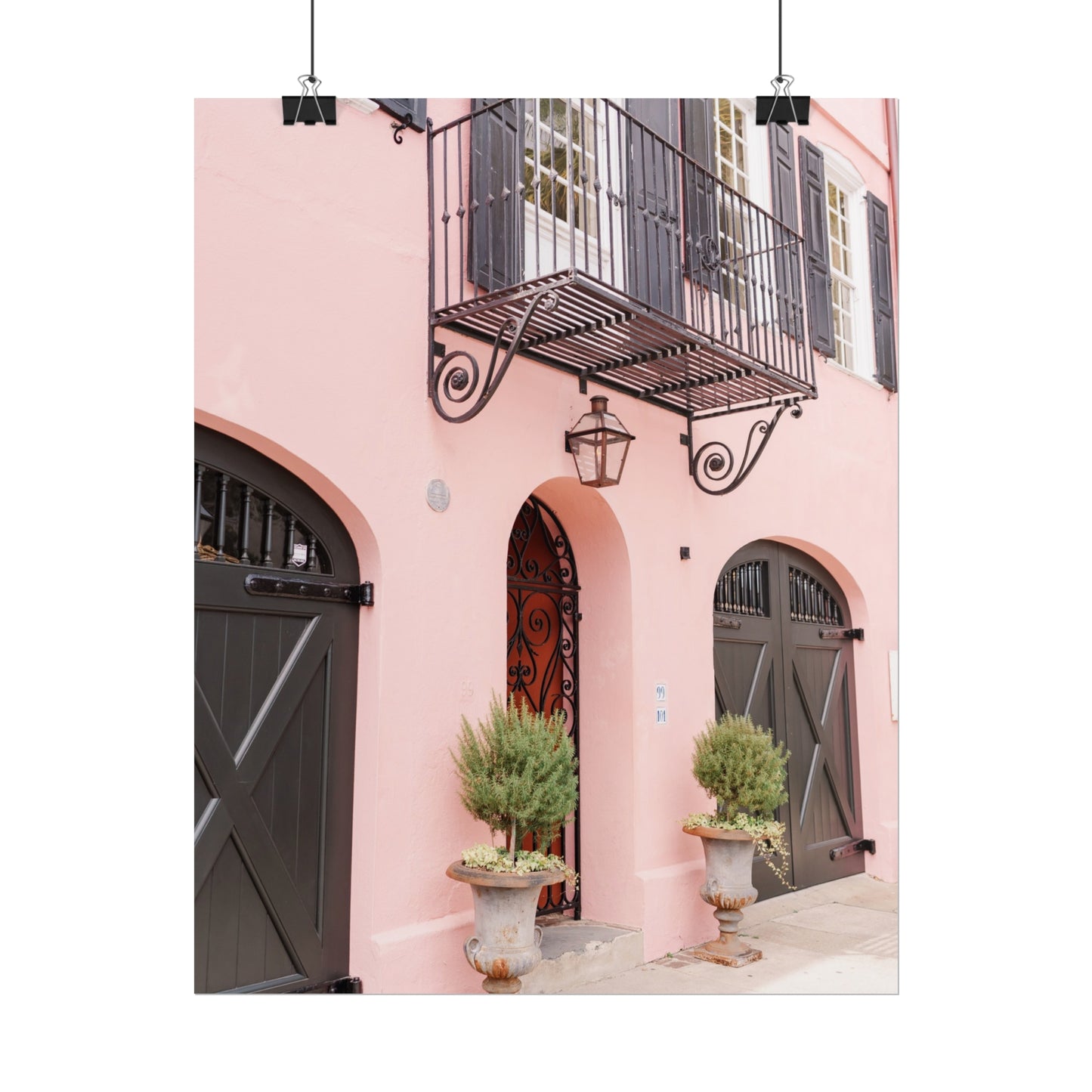 Charleston South Carolina Rainbow Row in Pink - Unframed Print