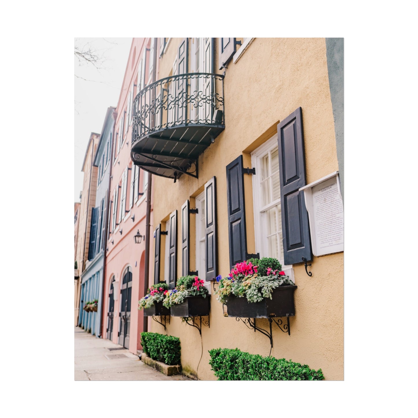 Charleston South Carolina Rainbow Row in Yellow - Unframed Print