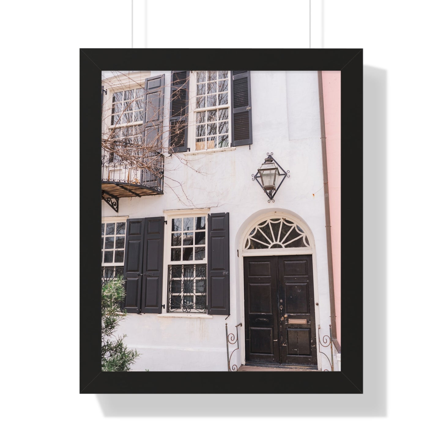 Charleston's Rainbow Row in Blue - Framed Print