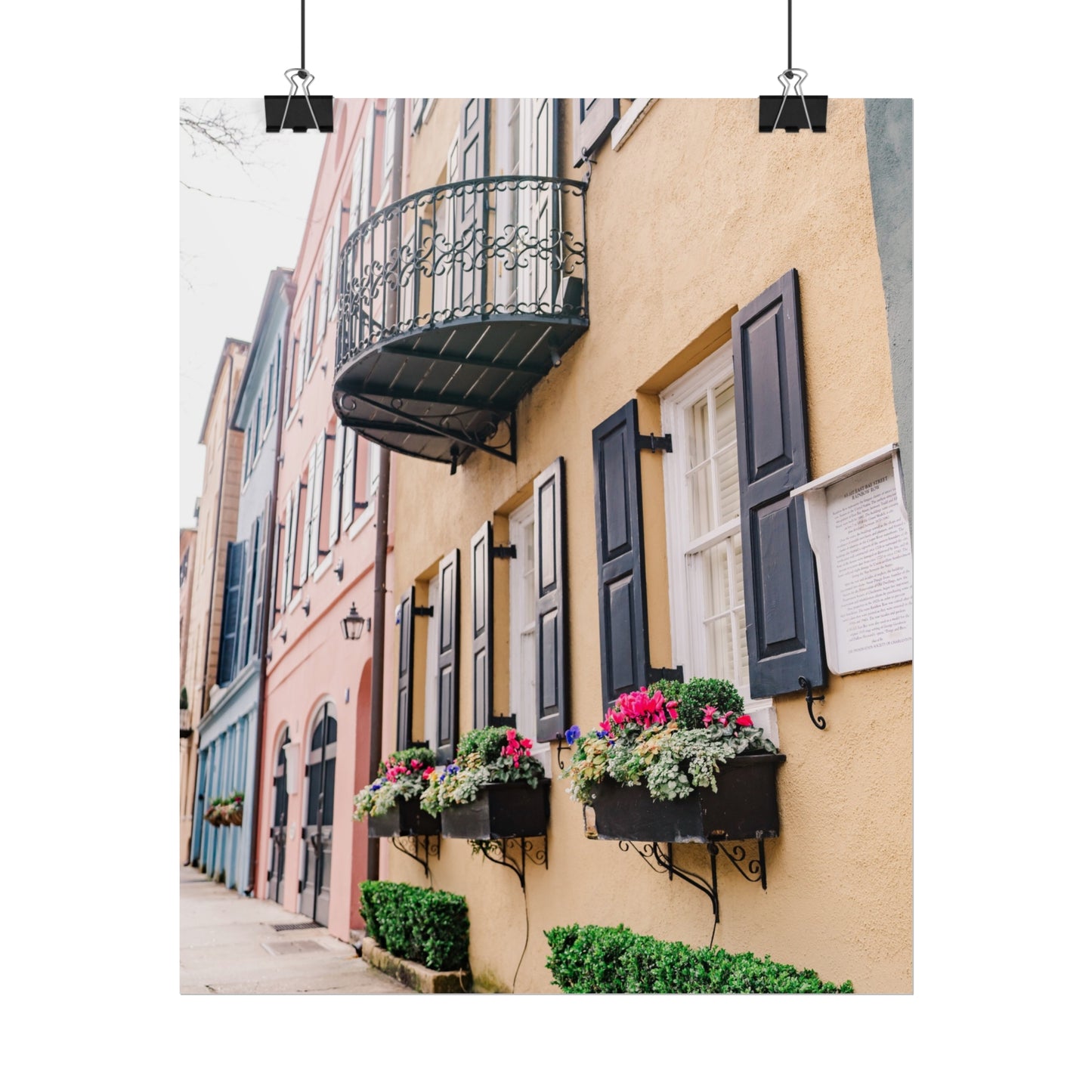 Charleston South Carolina Rainbow Row in Yellow - Unframed Print