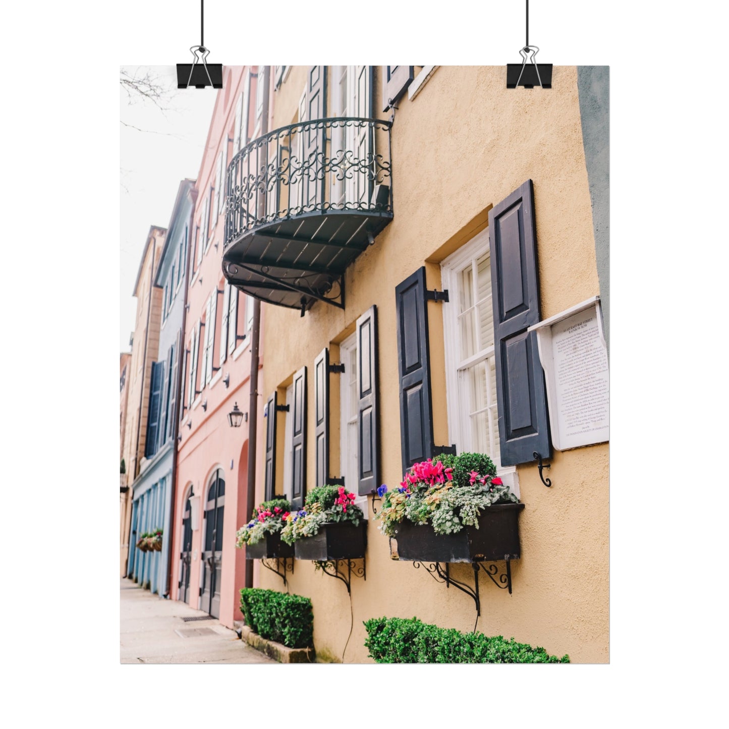 Charleston South Carolina Rainbow Row in Yellow - Unframed Print