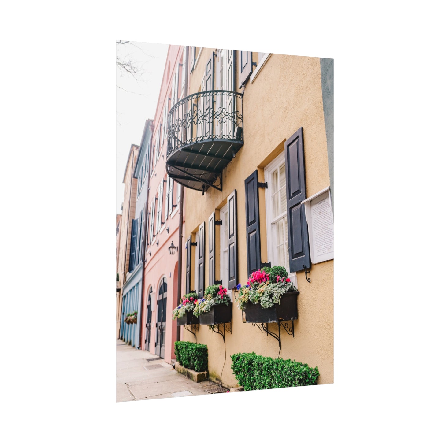 Charleston South Carolina Rainbow Row in Yellow - Unframed Print