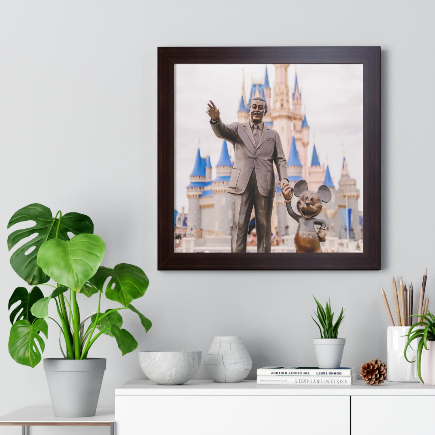 Realistic Man & Mouse - Framed Print