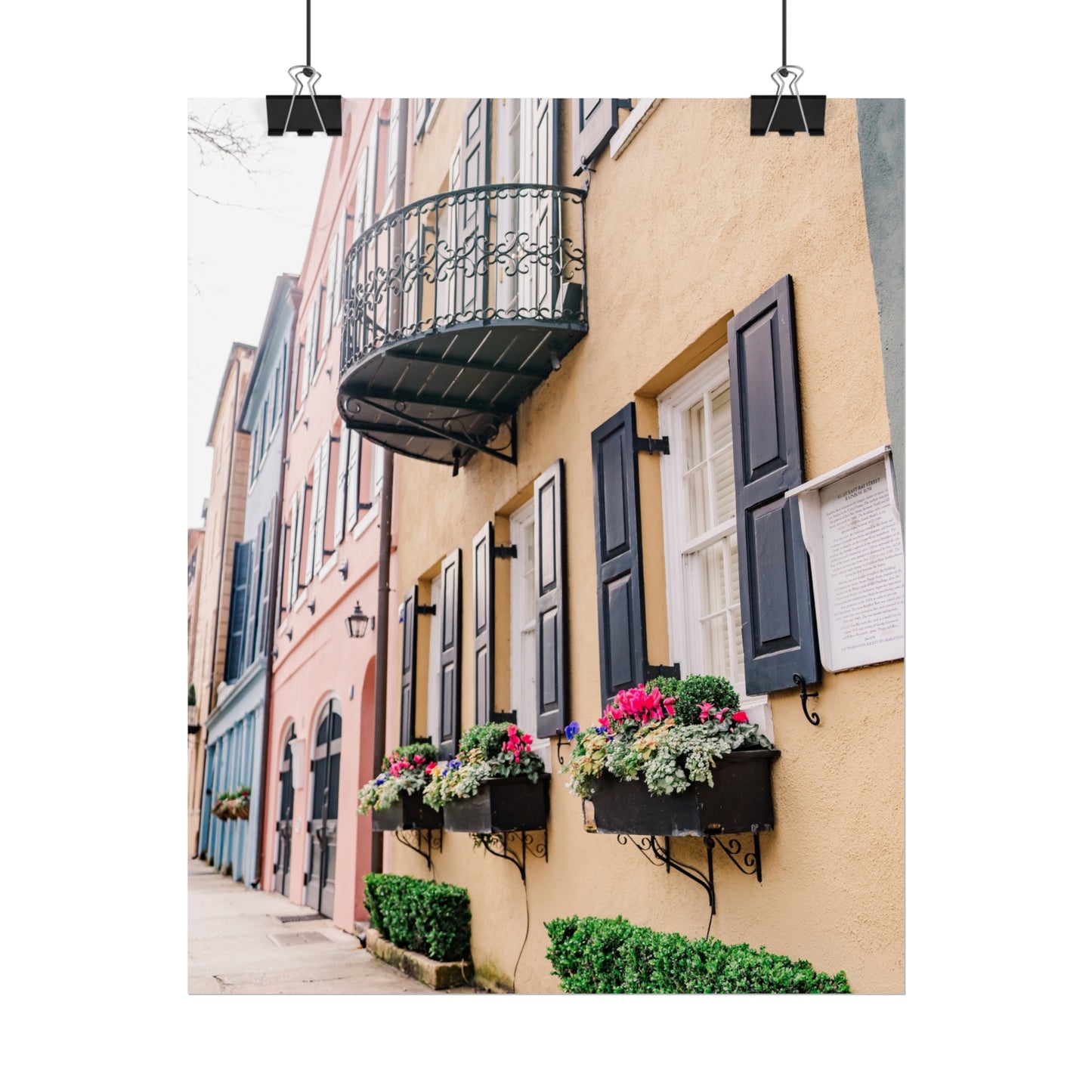 Charleston South Carolina Rainbow Row in Yellow - Unframed Print