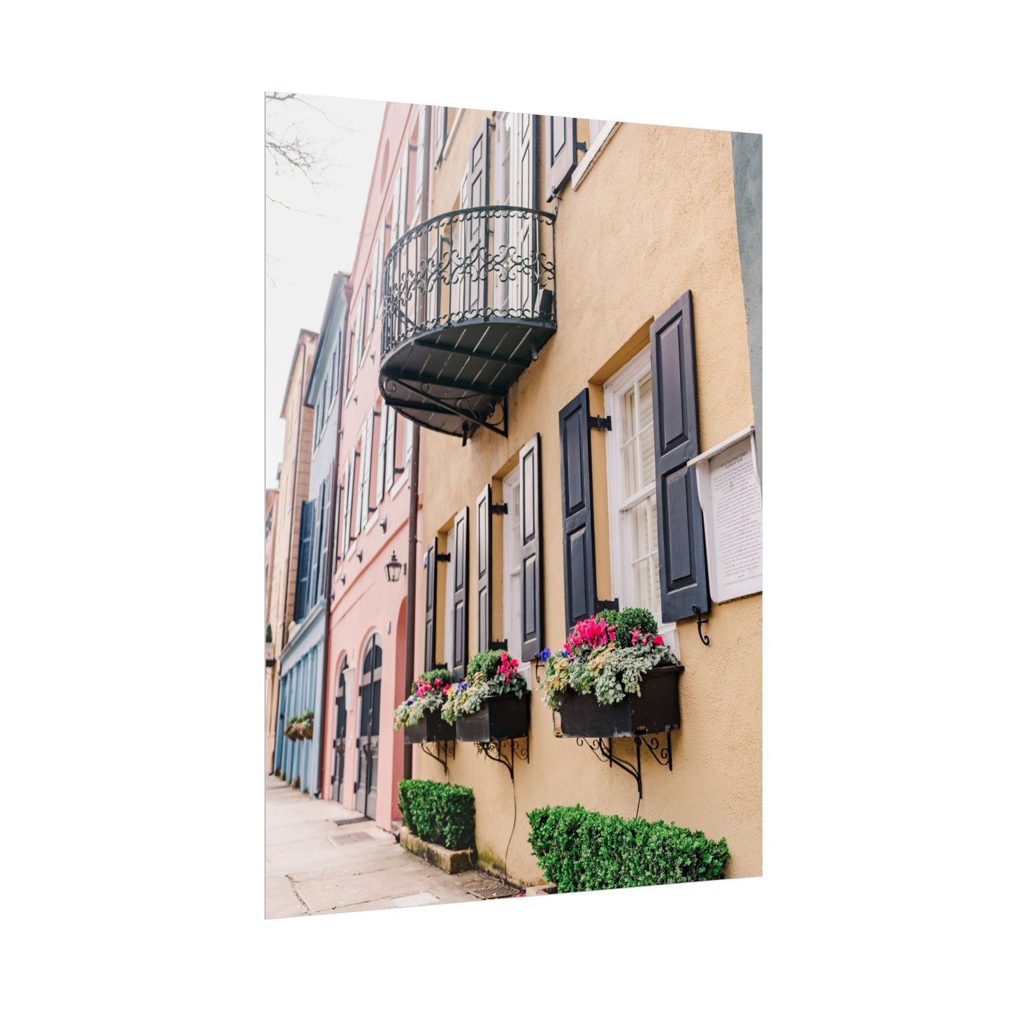 Charleston South Carolina Rainbow Row in Yellow - Unframed Print