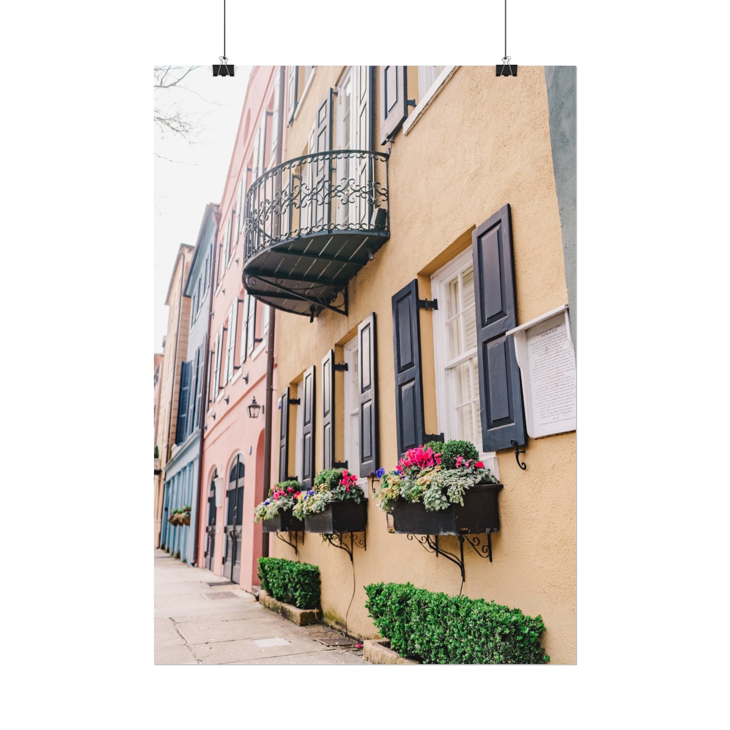 Charleston South Carolina Rainbow Row in Yellow - Unframed Print