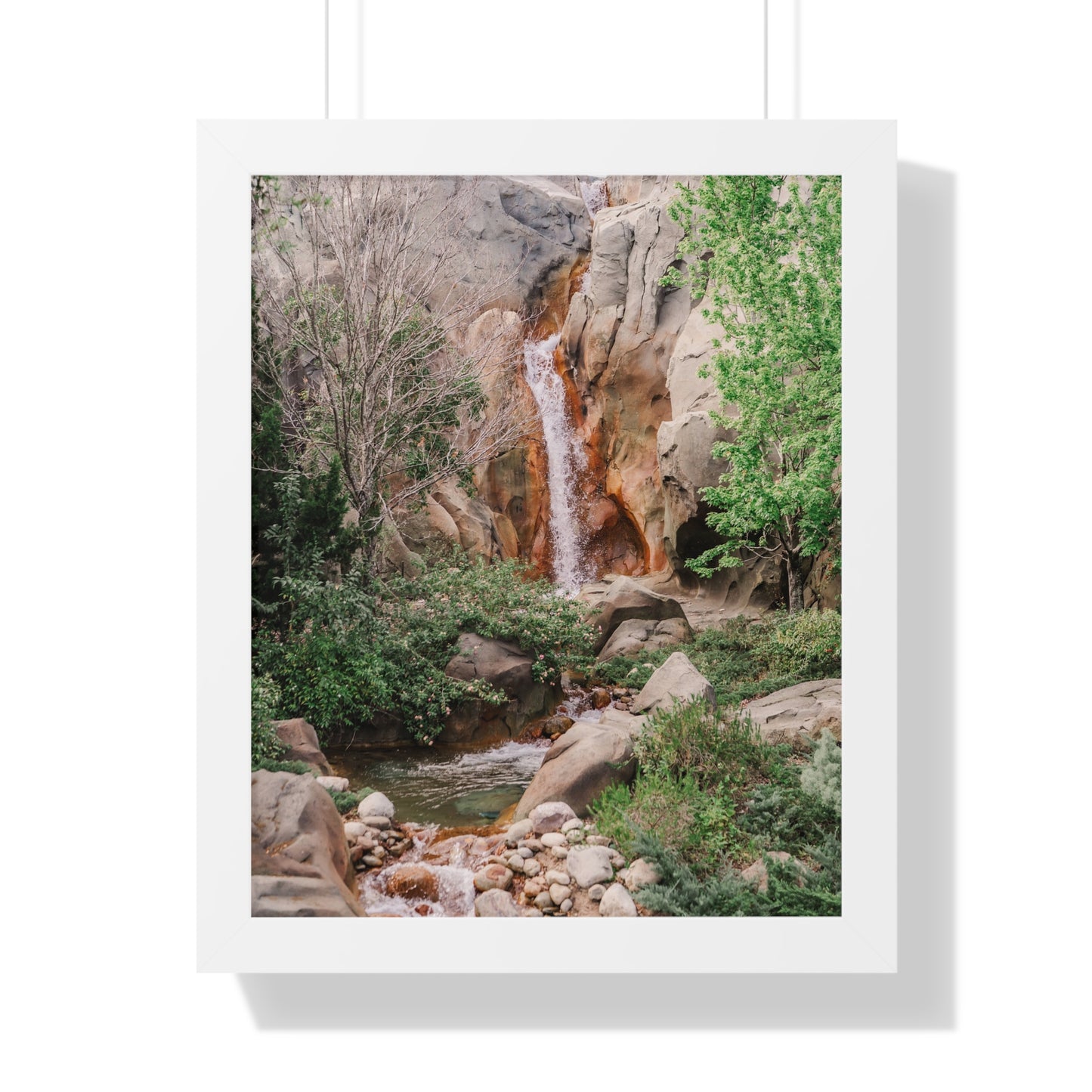 French Waterfall near Castle - Framed Print