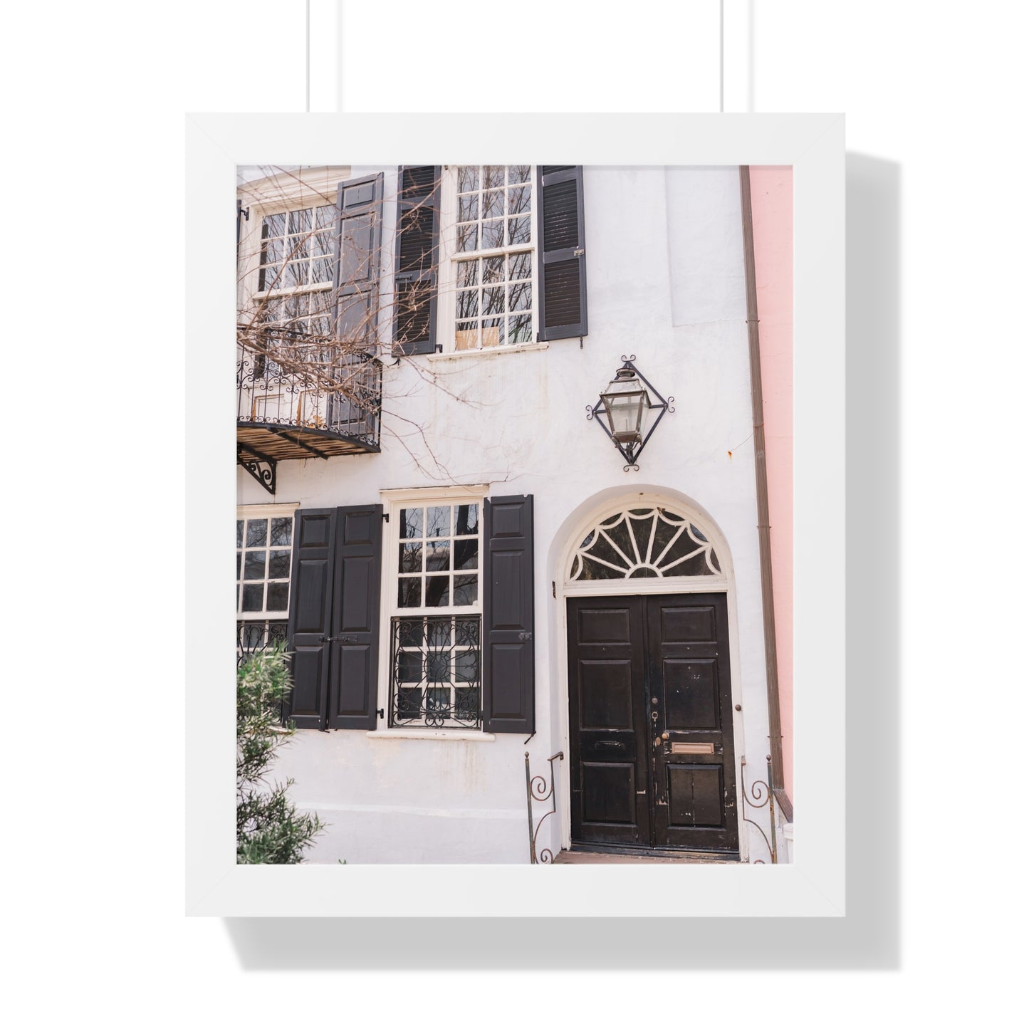 Charleston's Rainbow Row in Blue - Framed Print