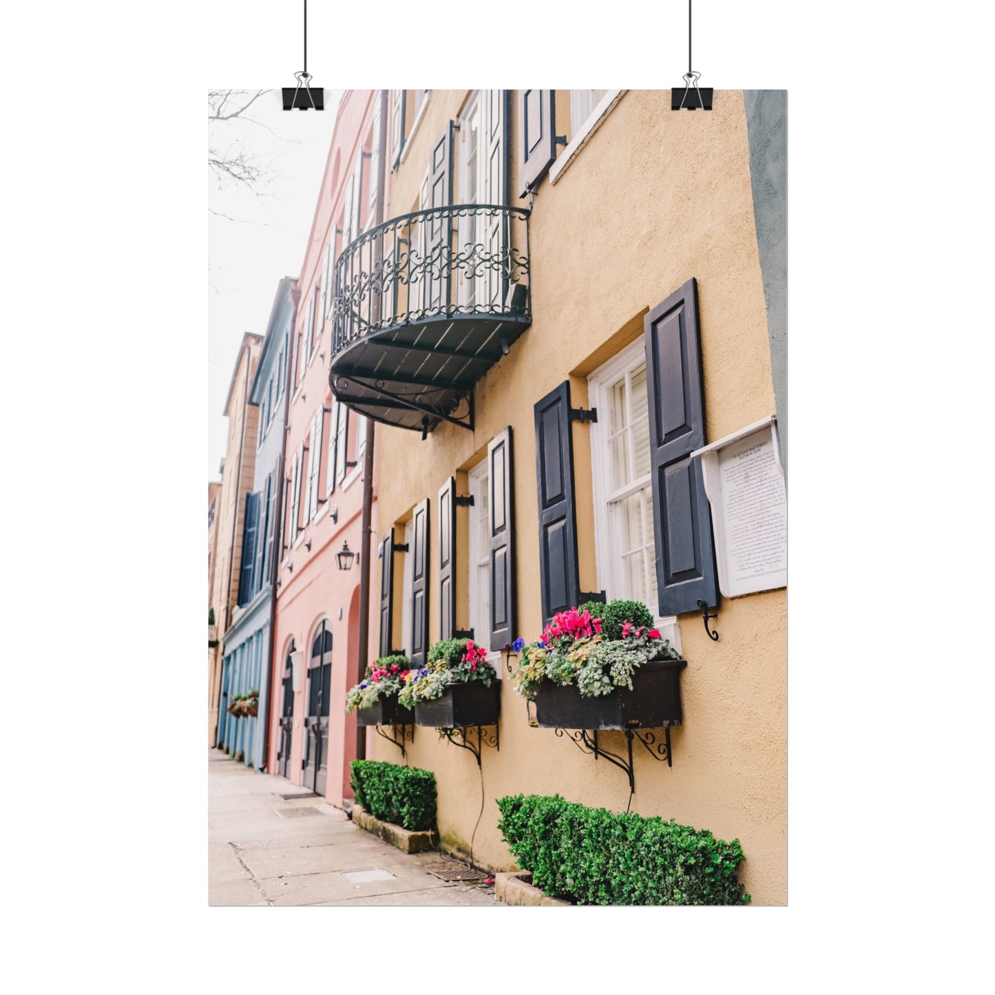 Charleston South Carolina Rainbow Row in Yellow - Unframed Print