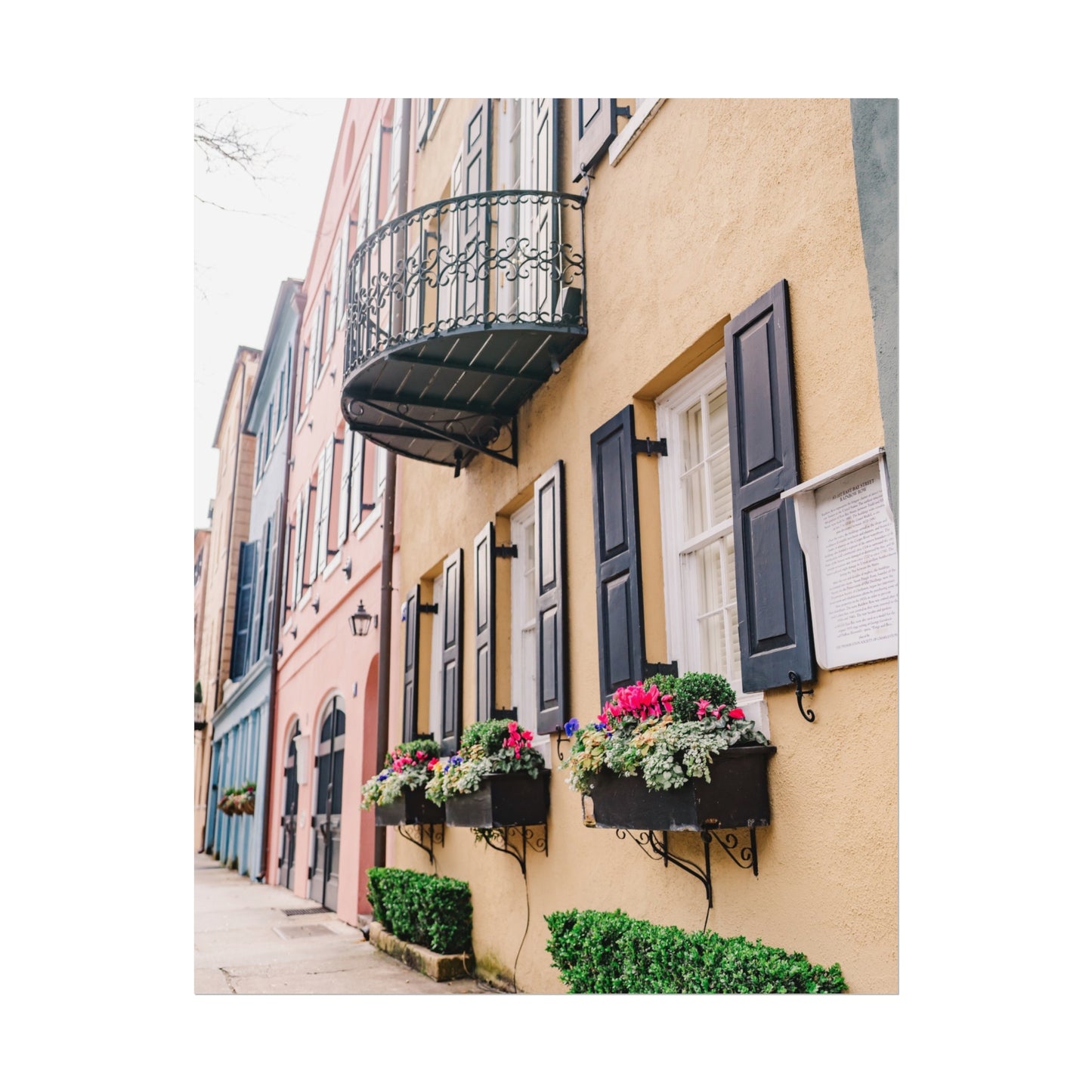 Charleston South Carolina Rainbow Row in Yellow - Unframed Print