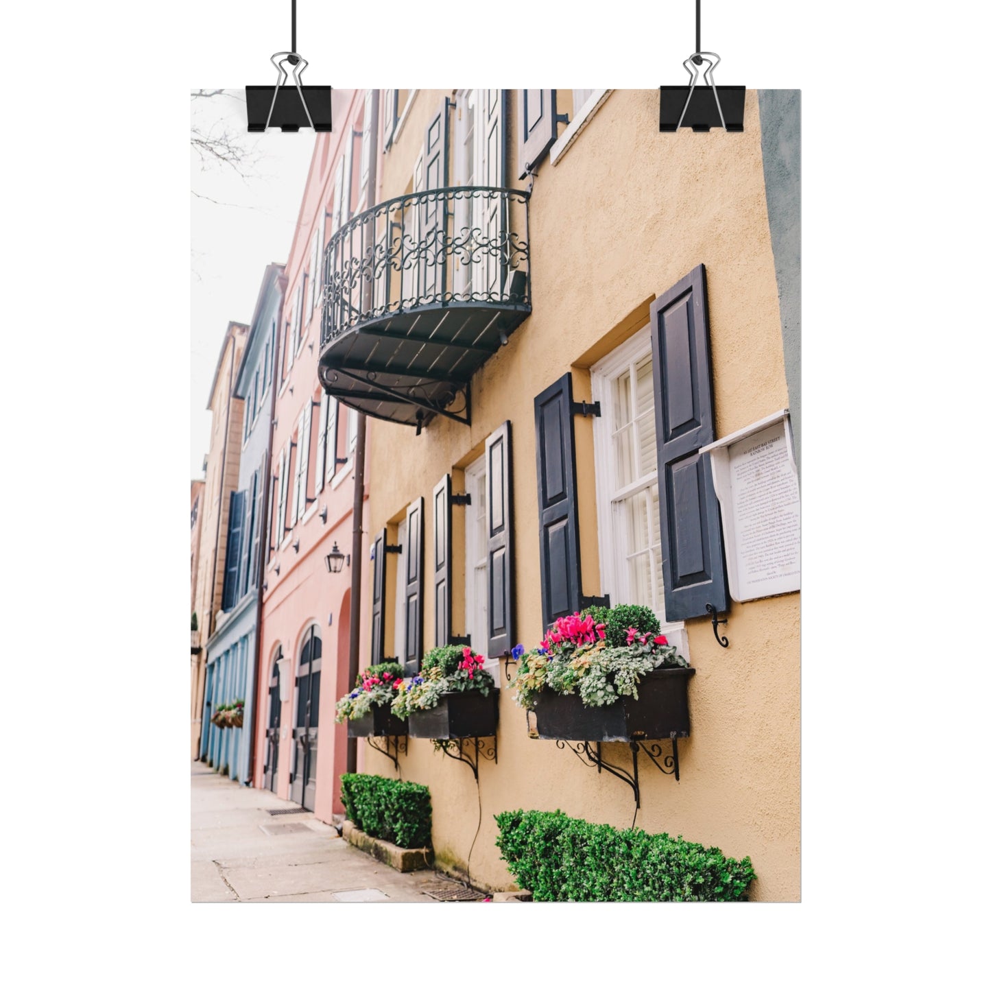 Charleston South Carolina Rainbow Row in Yellow - Unframed Print