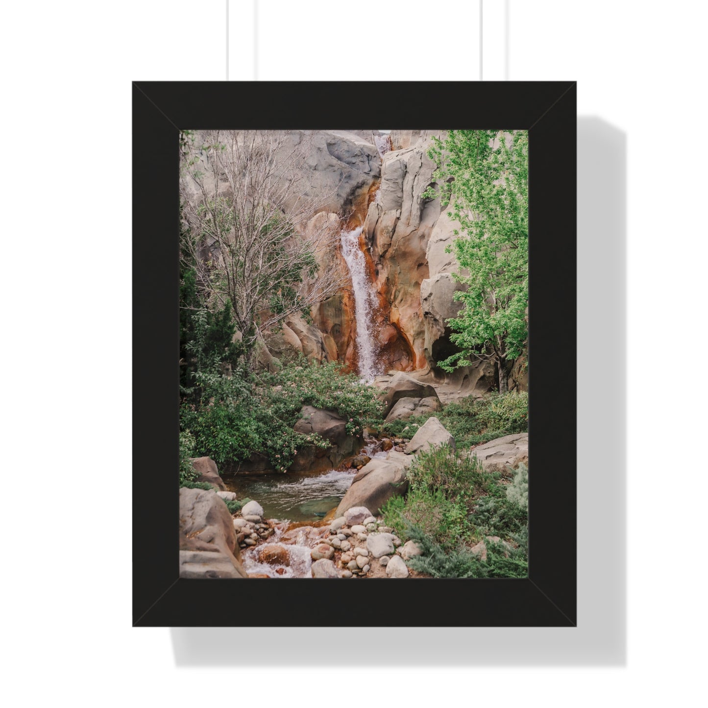 French Waterfall near Castle - Framed Print