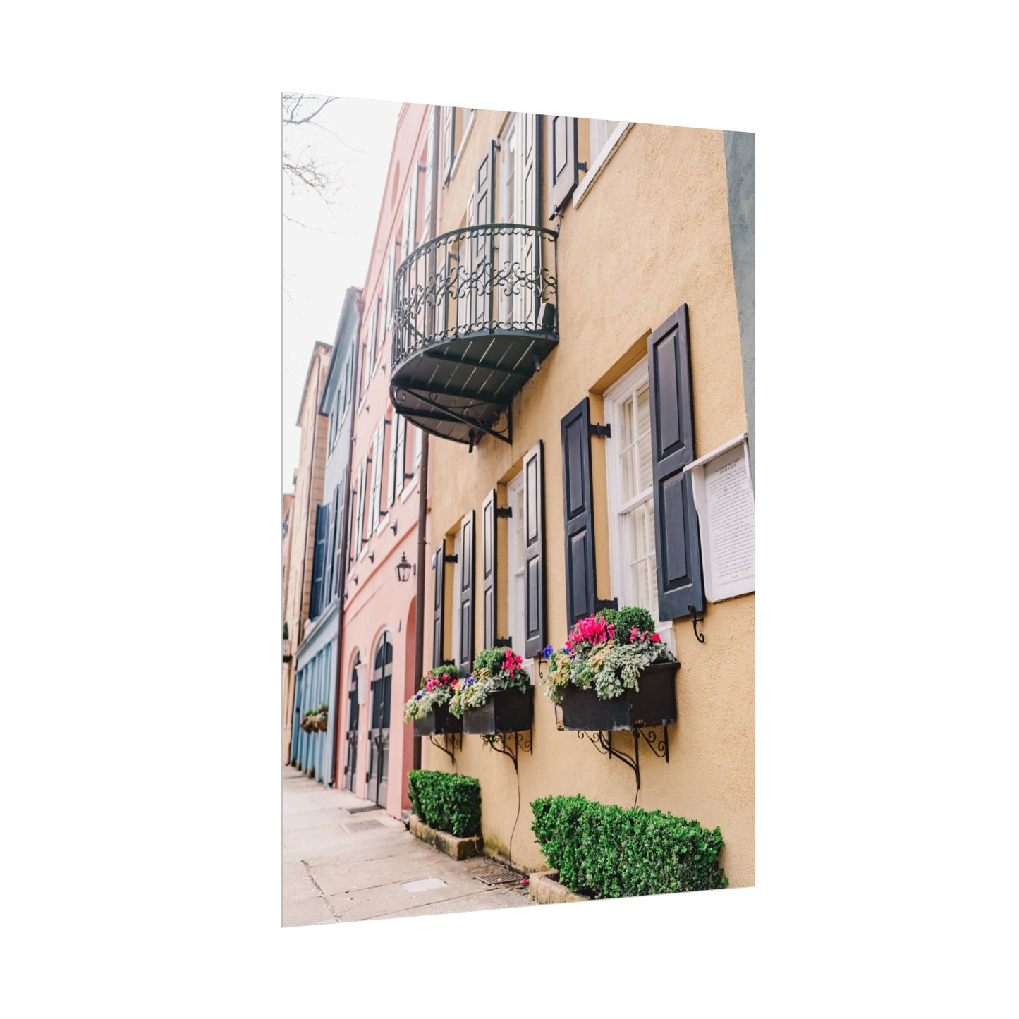 Charleston South Carolina Rainbow Row in Yellow - Unframed Print