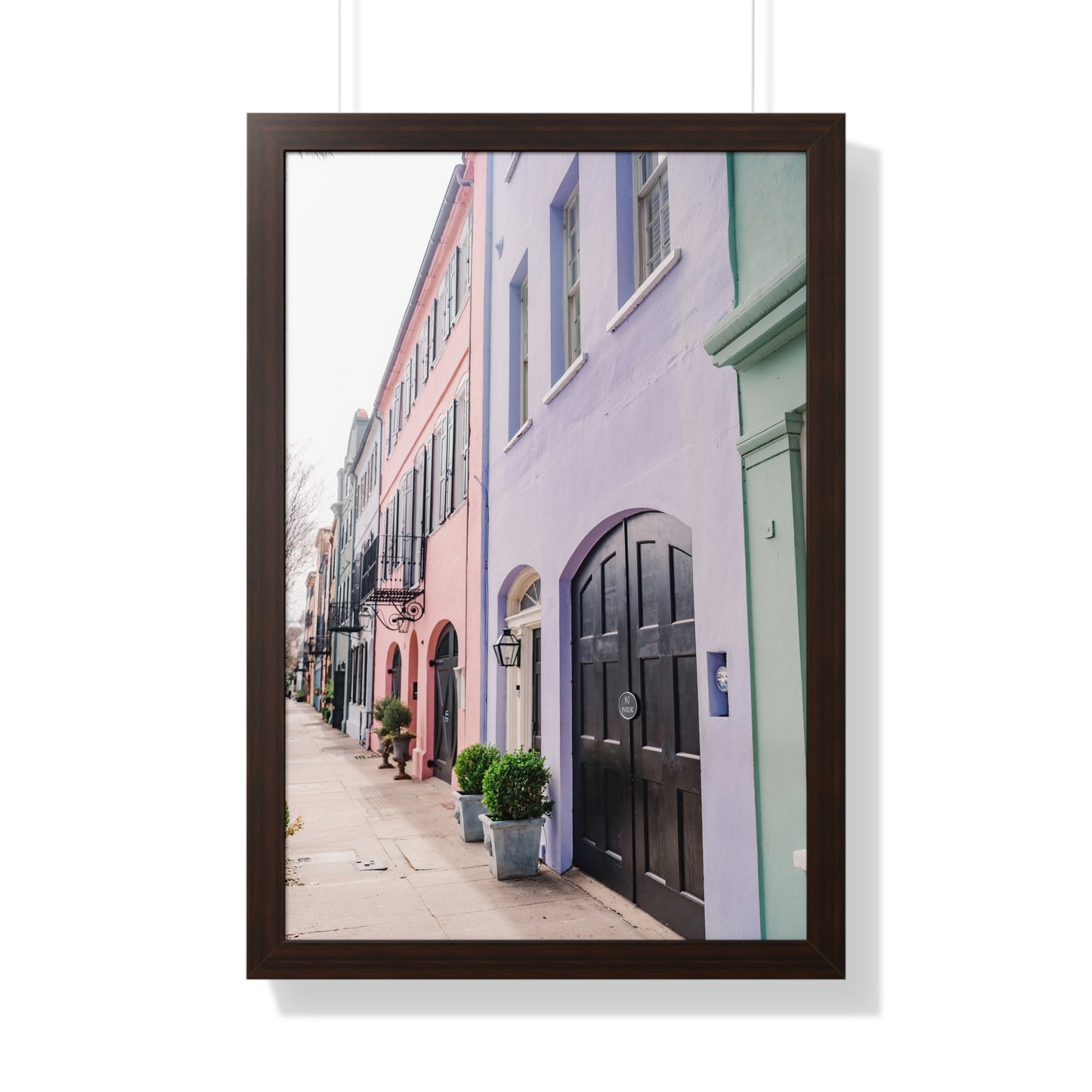 Charleston's Rainbow Row in Purple - Framed Print